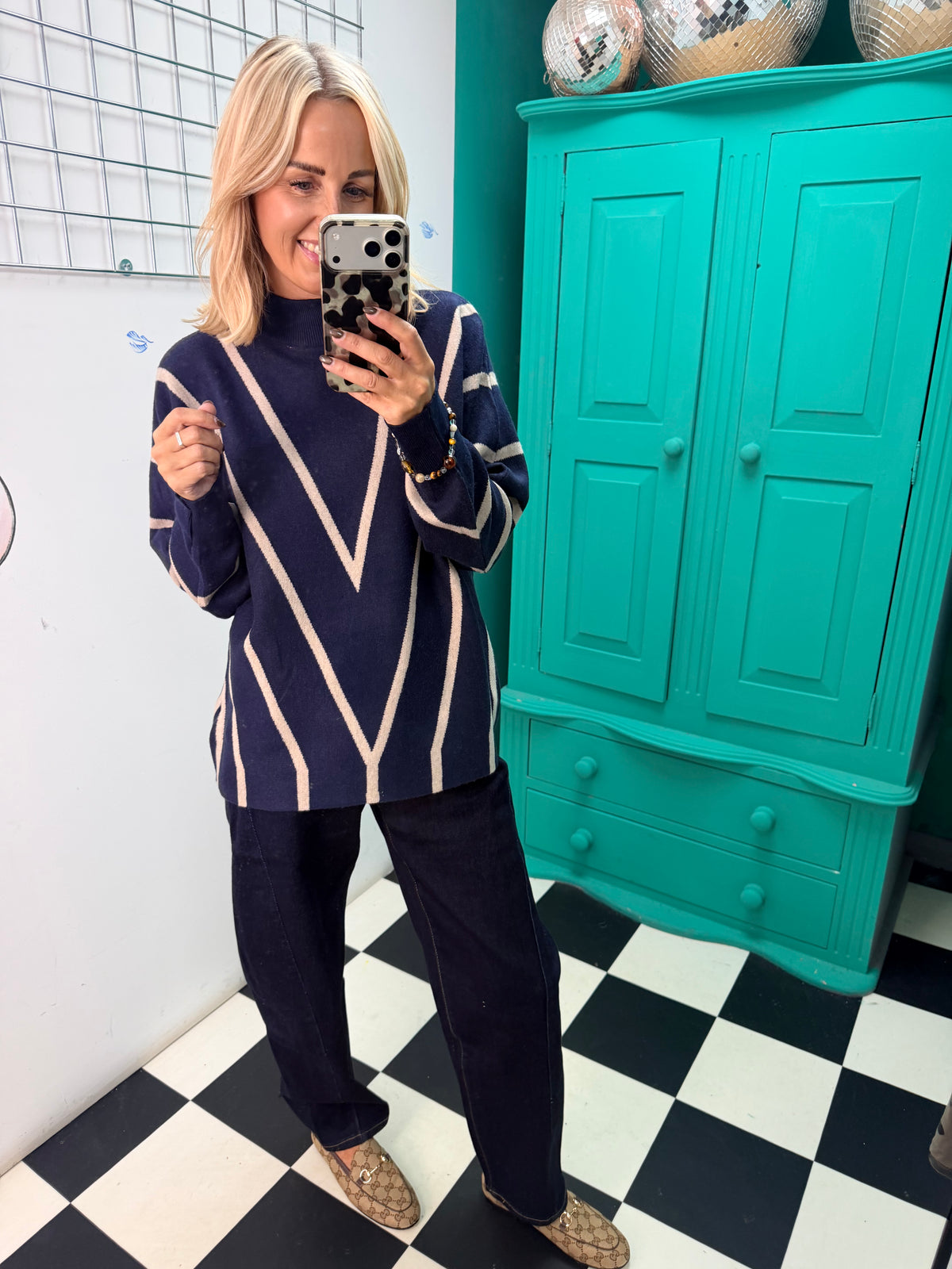 Turtle Neck Jumper V design Navy Special Buy