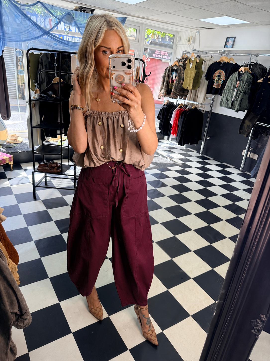 Barrel Leg Trousers Wine