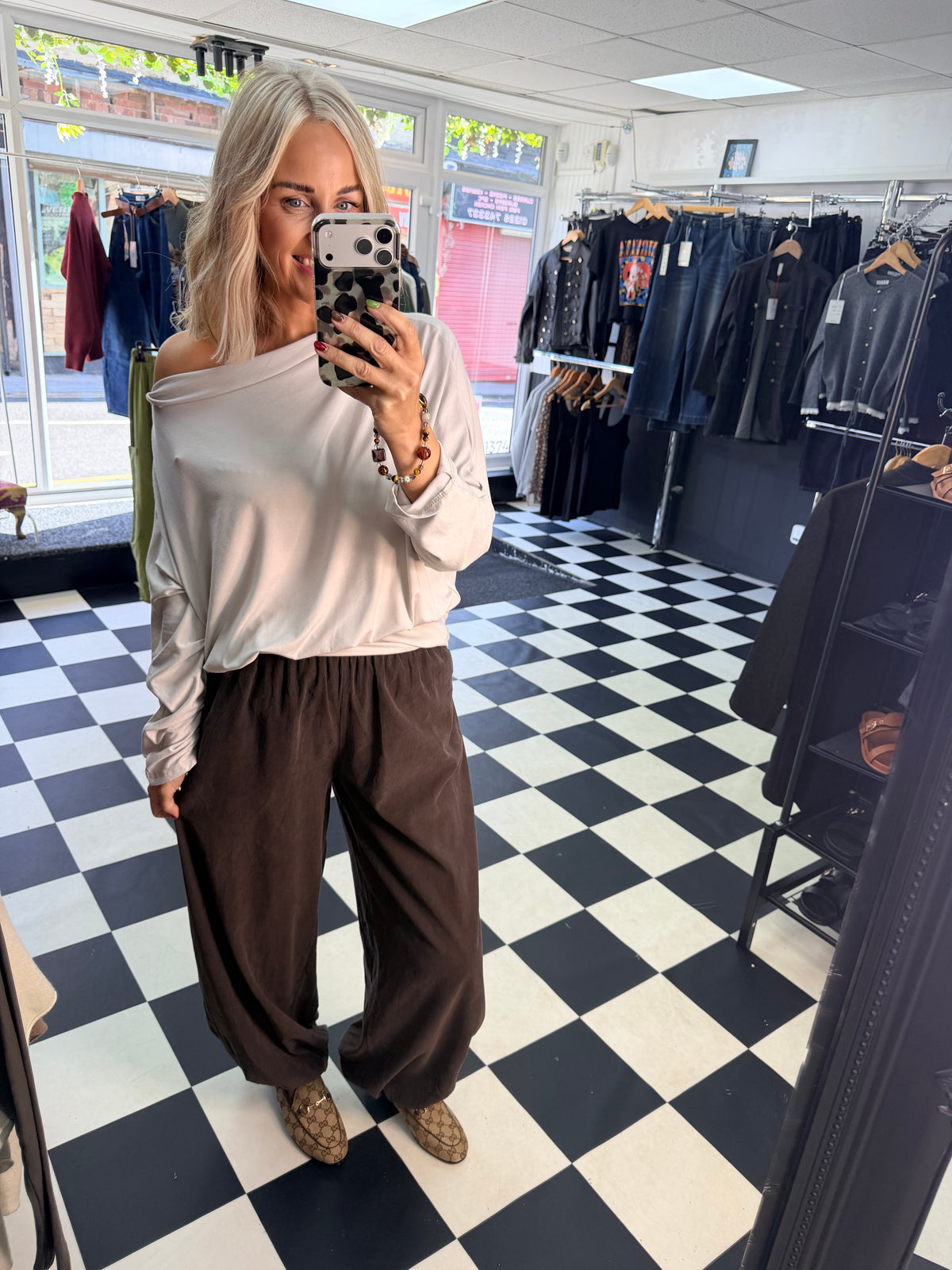 Slouchy Long Sleeve Top Cream