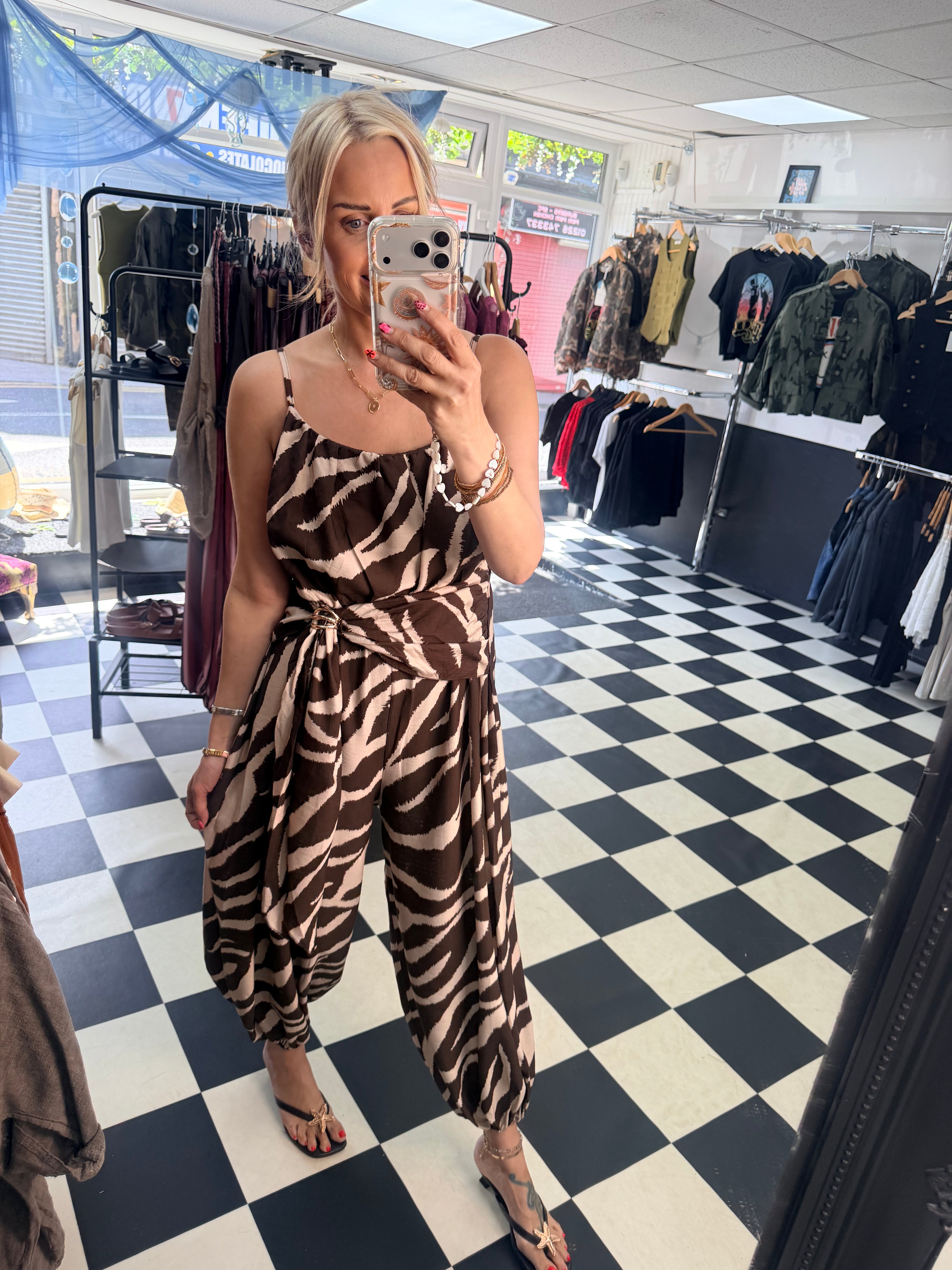 Wrap Crinkle Jumpsuit Coffee and Cream