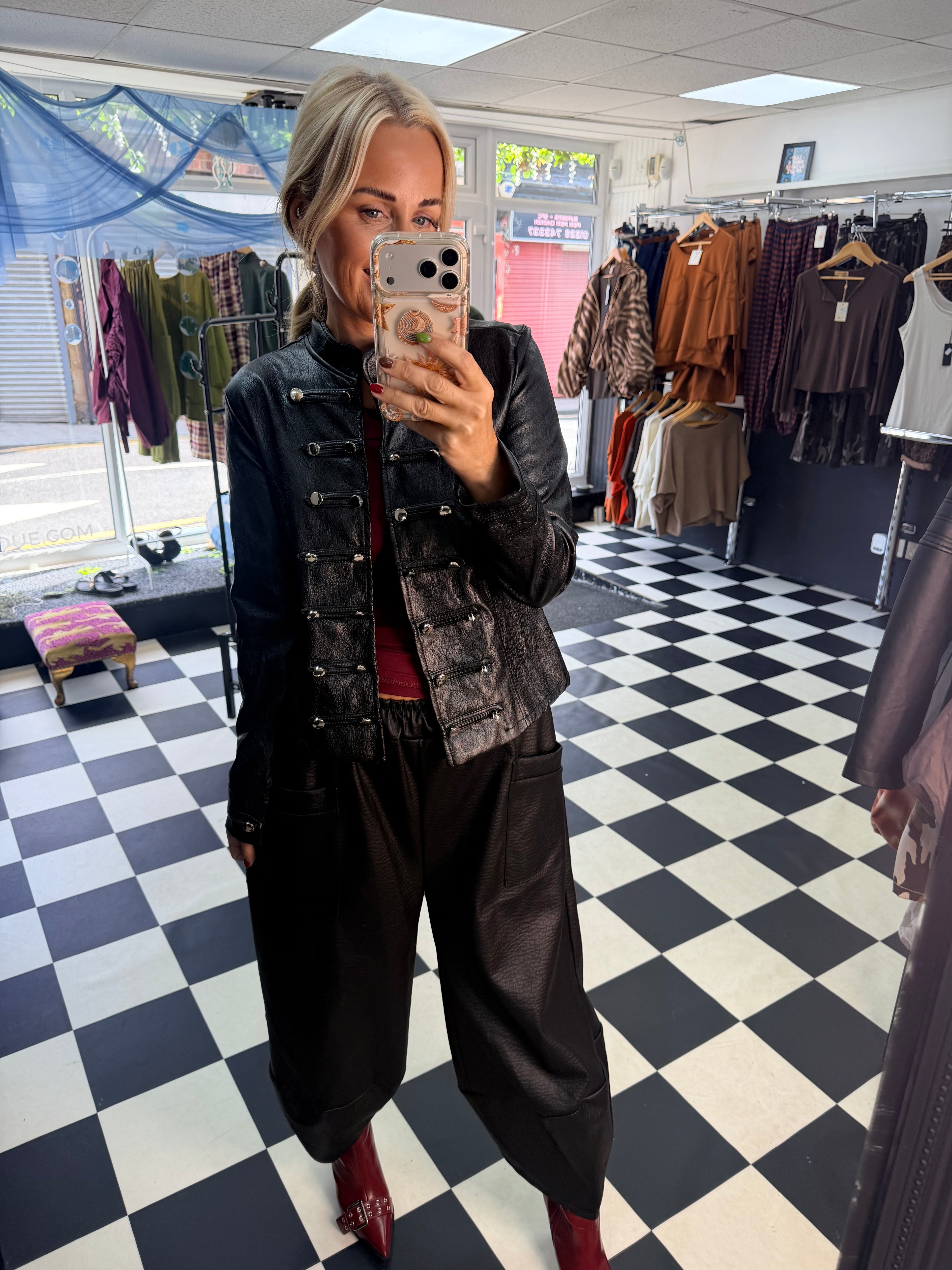 Fitted Military Jacket - Black Size 8-12