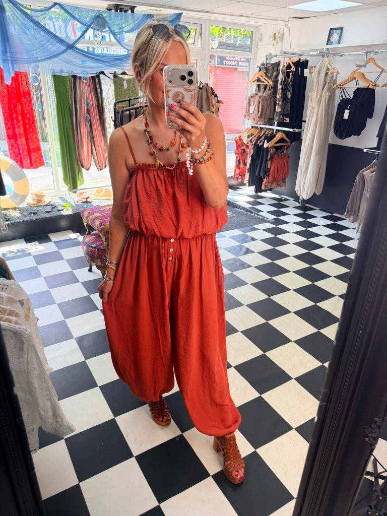 Balloon button Trousers - Rust