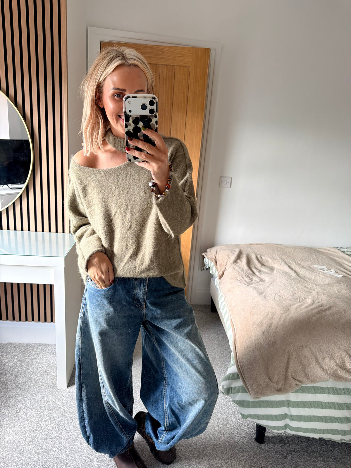Slash Neck Jumper Sage