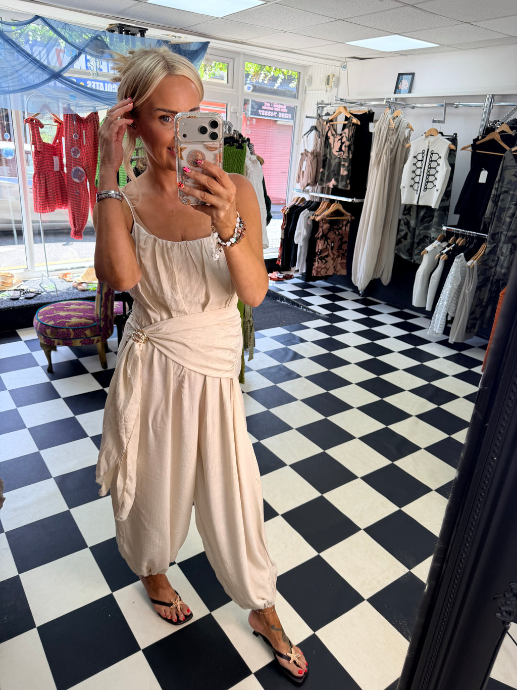 Wrap Crinkle Jumpsuit cream