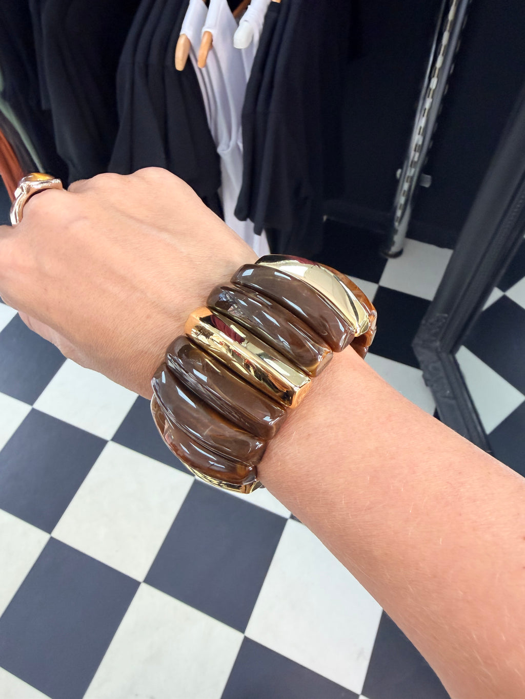 Chocolate and Gold Stretchy bangle