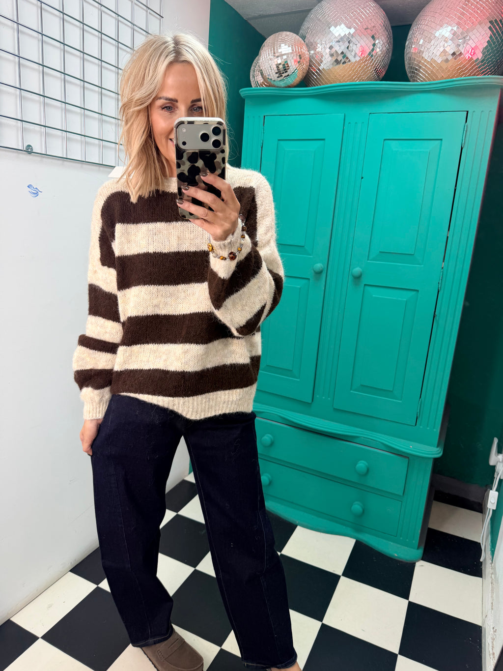 Chunky stripe knit - Mocha and chocolate