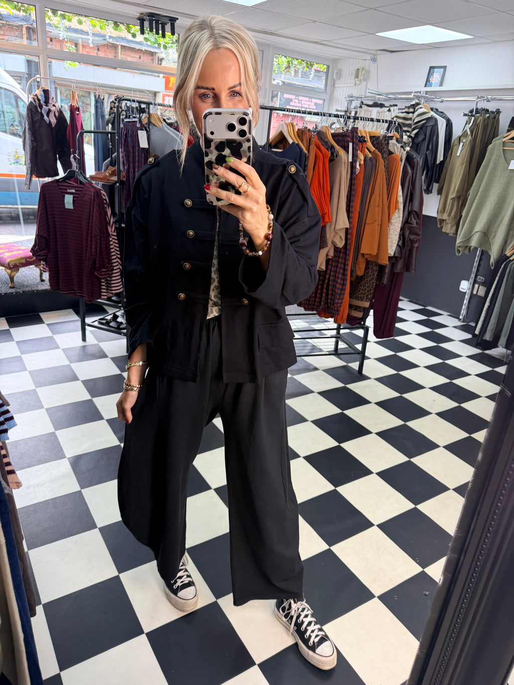 Zeta Otto Black Jersey Military Jacket