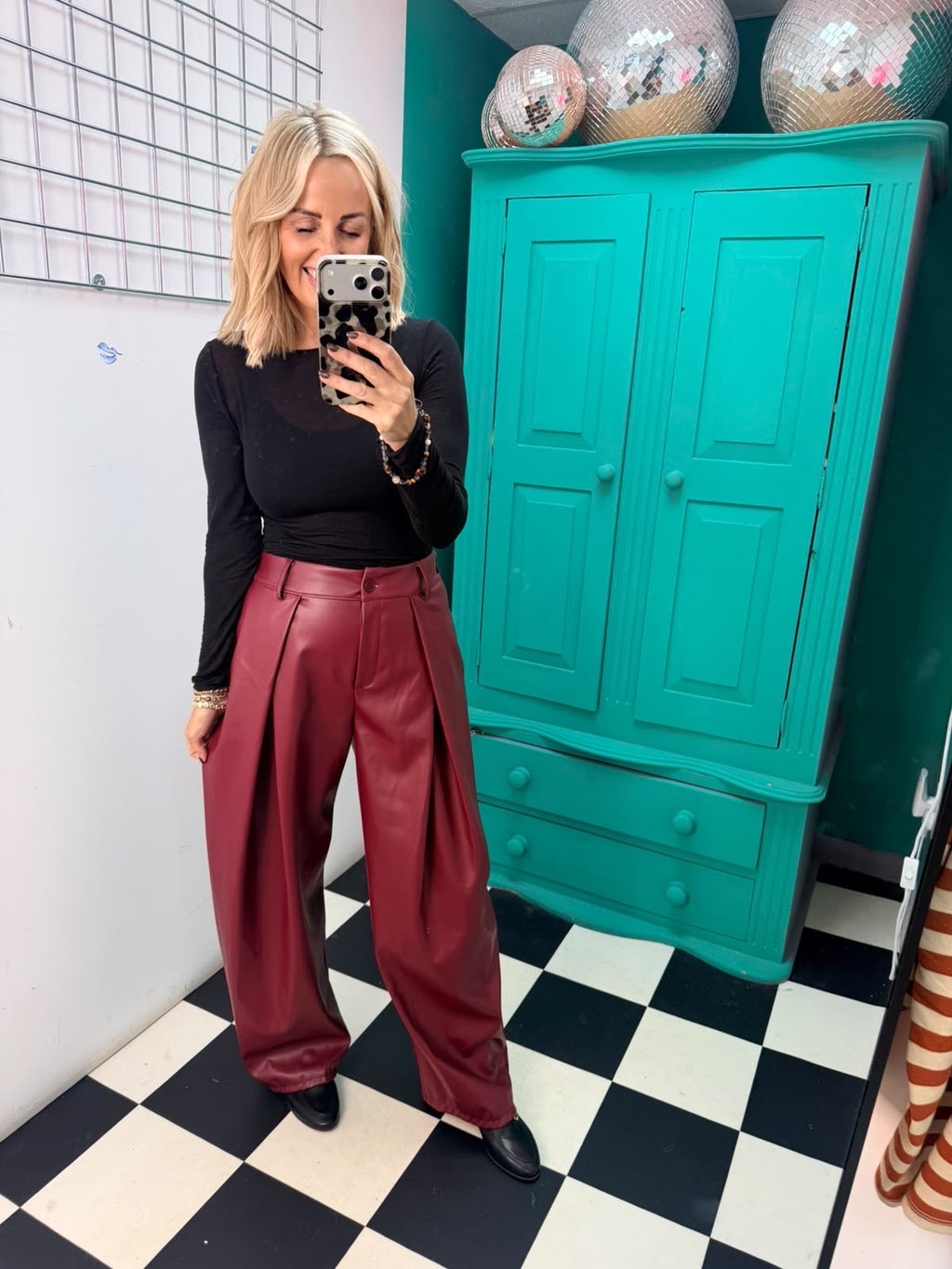 Sienna Pu Trousers - Wine