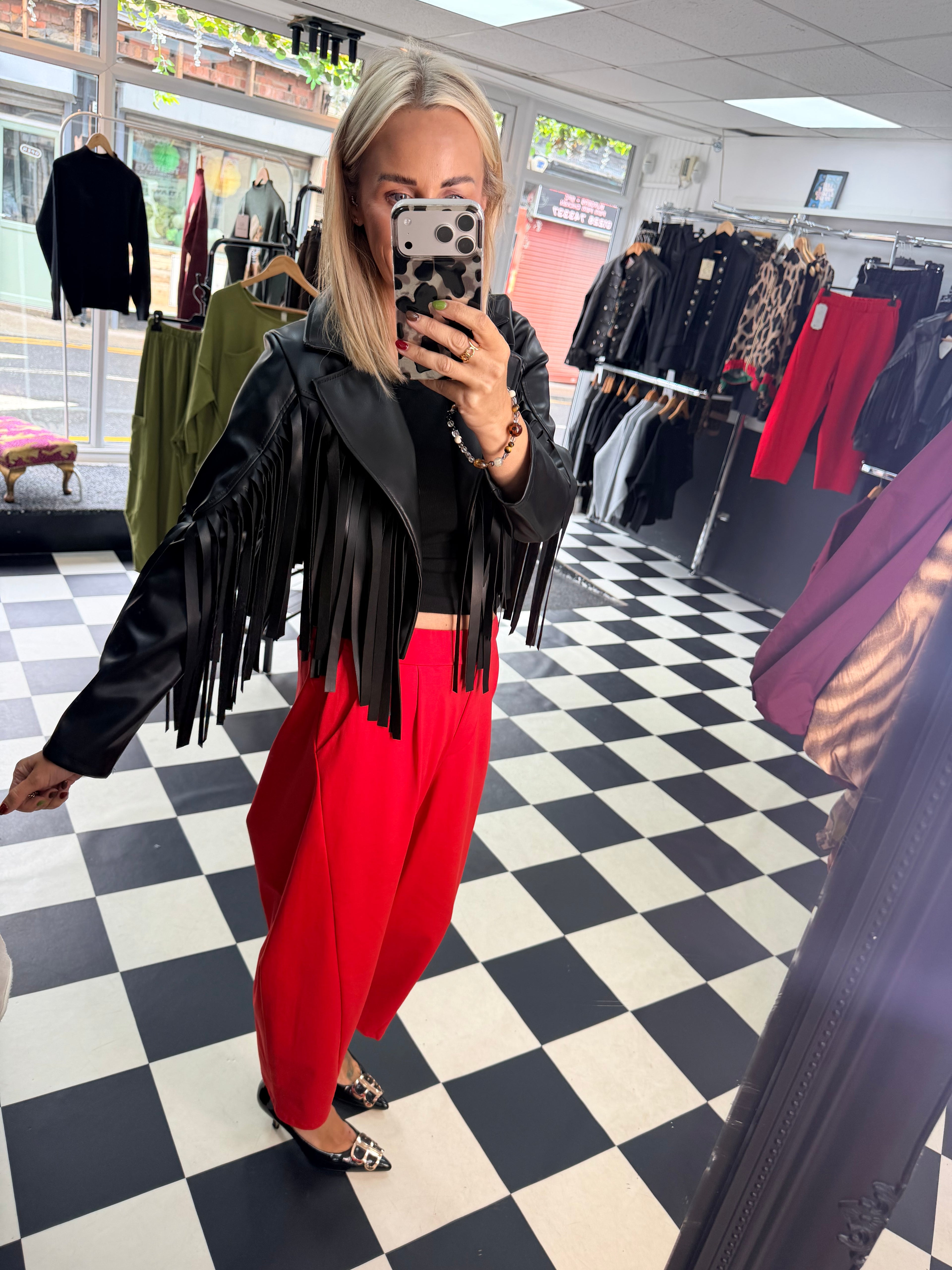 PU Fringed Jacket