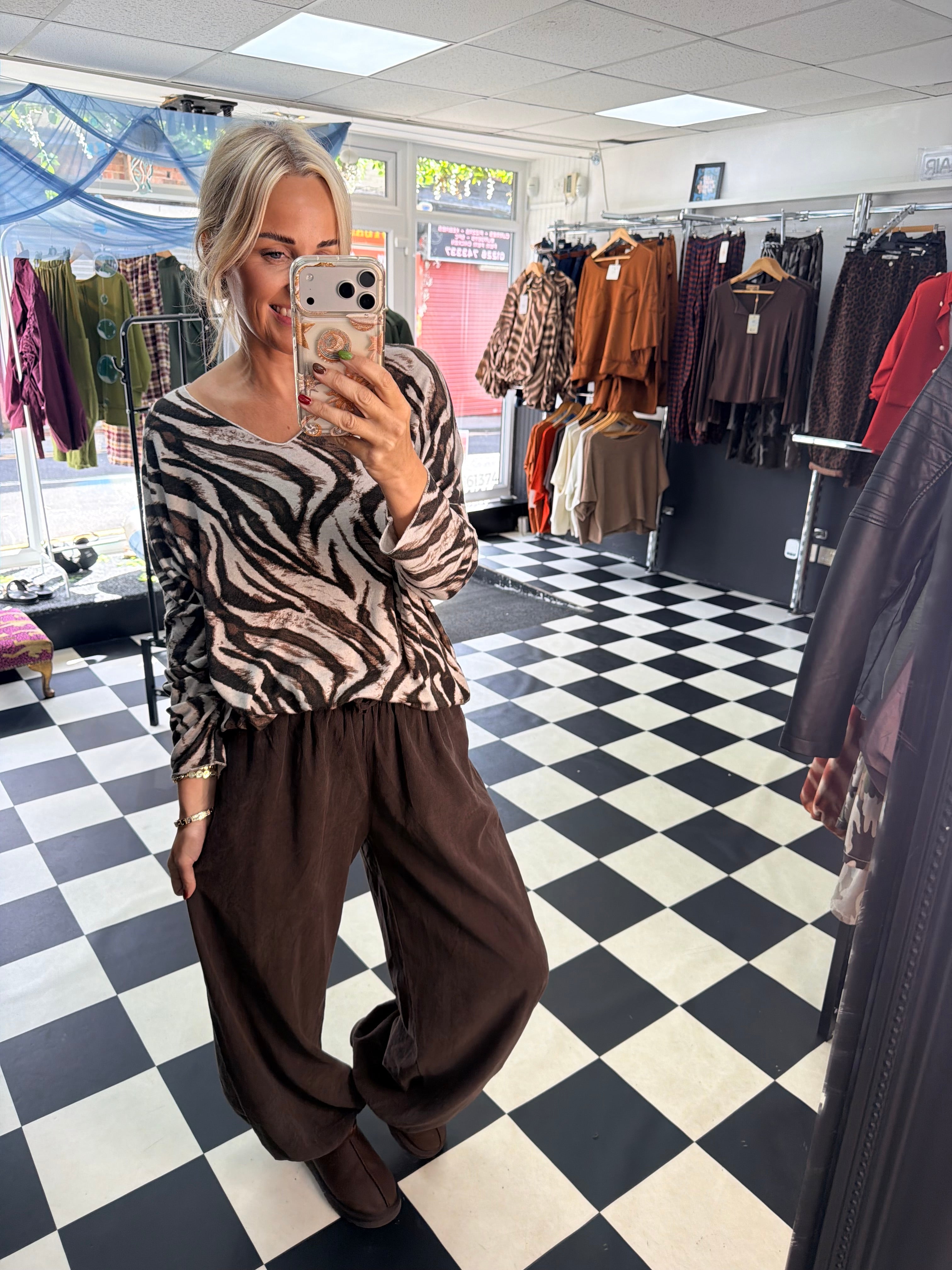 Zebra Slouchy Jumper Cream