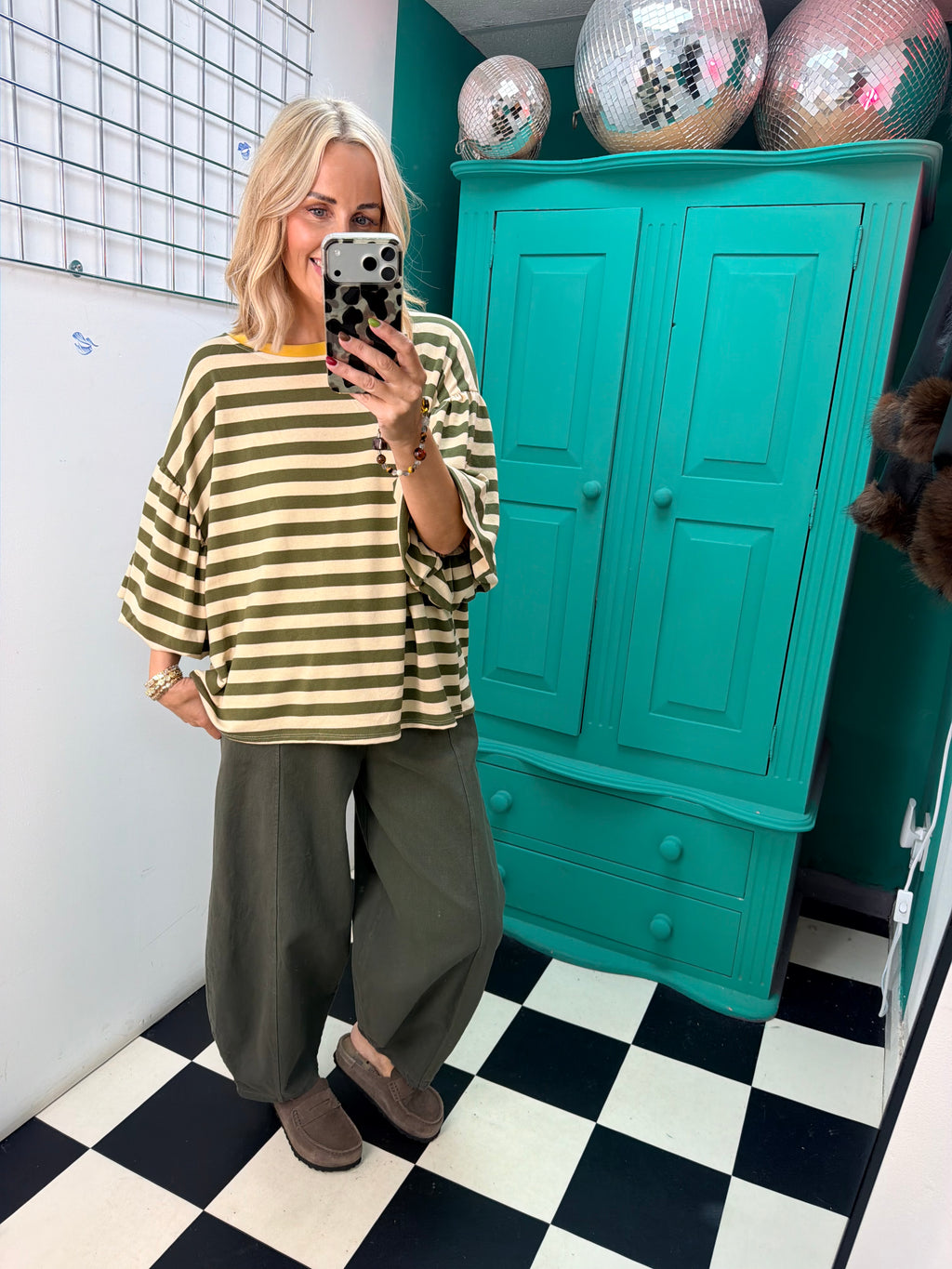 The Harper stripe - green and cream