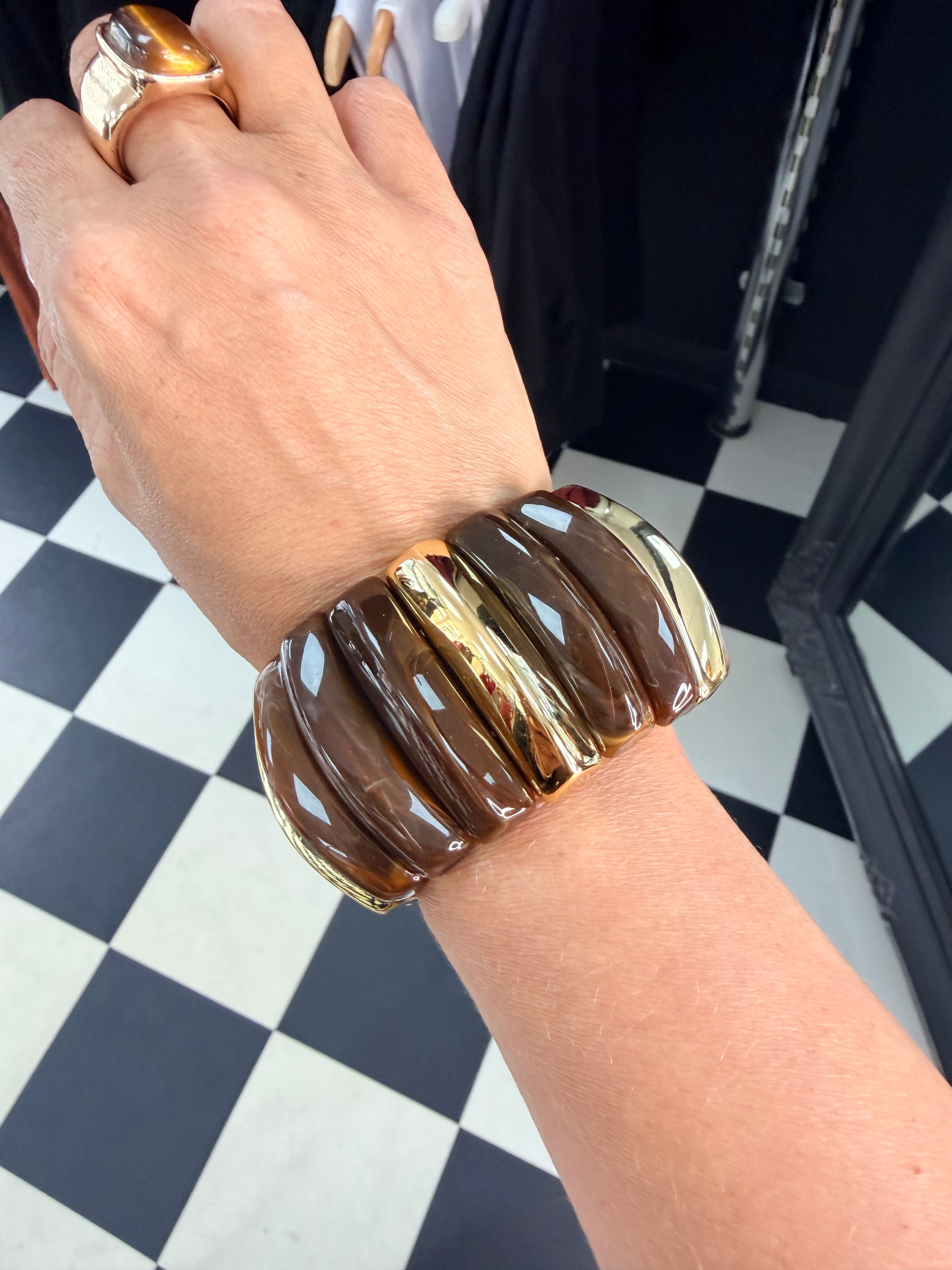 Chocolate and Gold Stretchy bangle