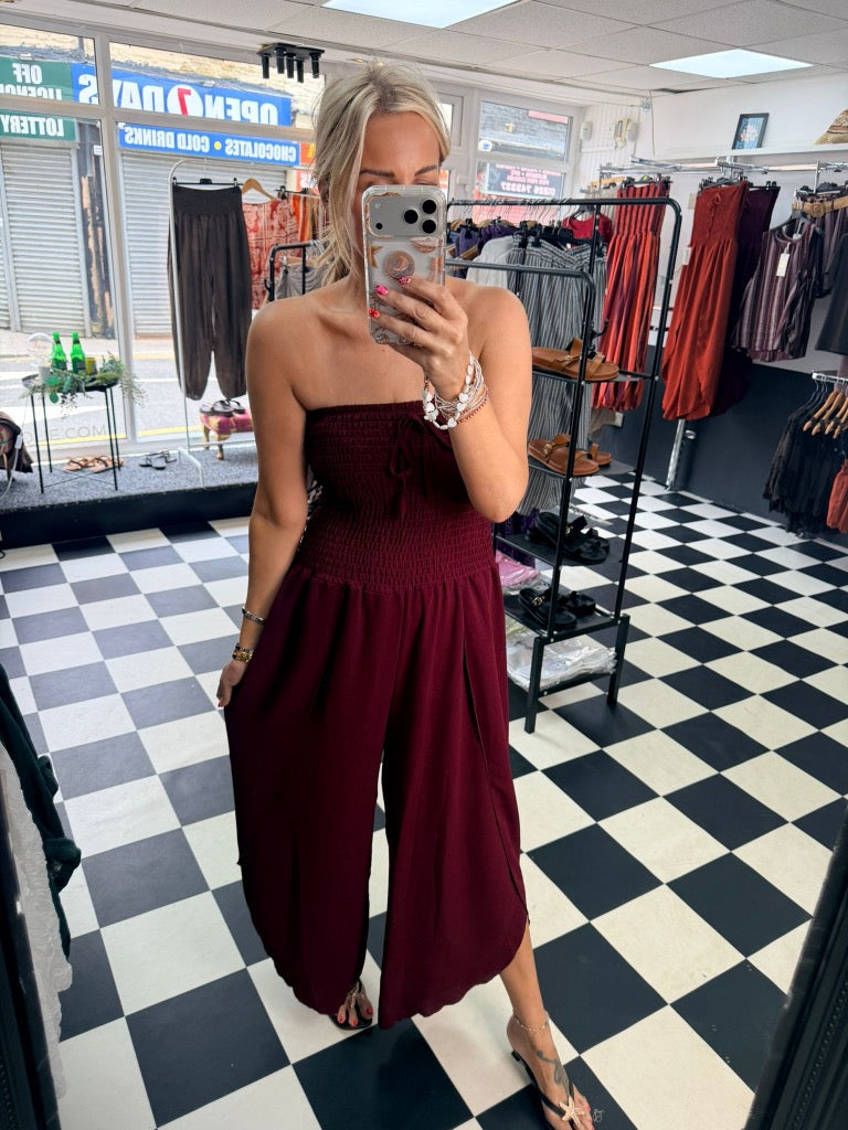 Bandeau Jumpsuit Wine