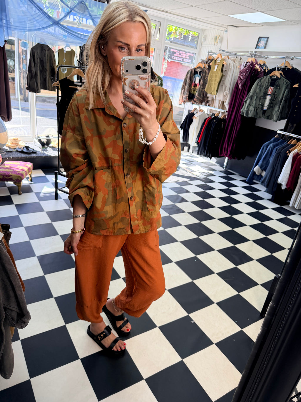 Camo Shacket Rust