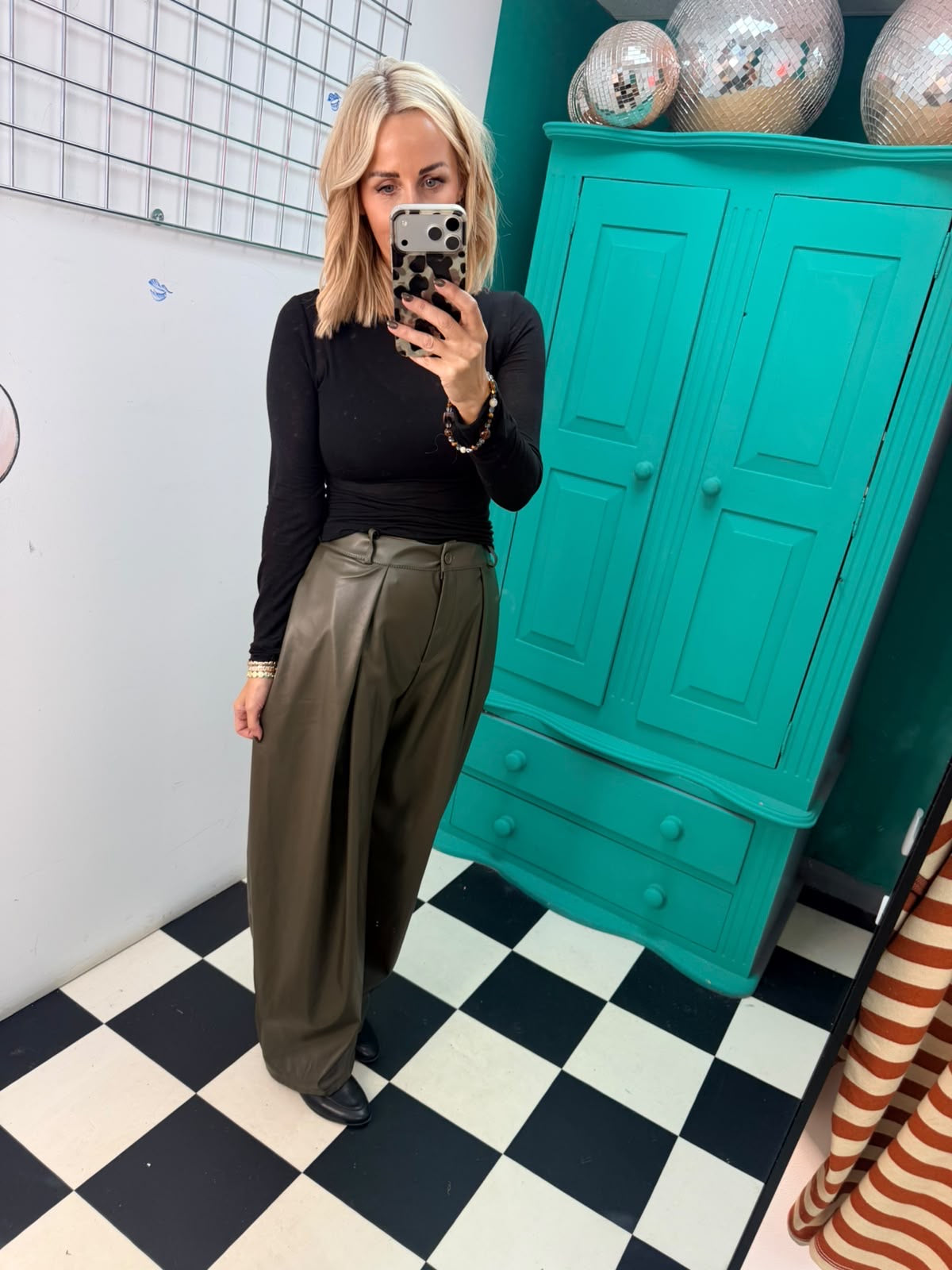 Sienna Pu Trousers - Khaki
