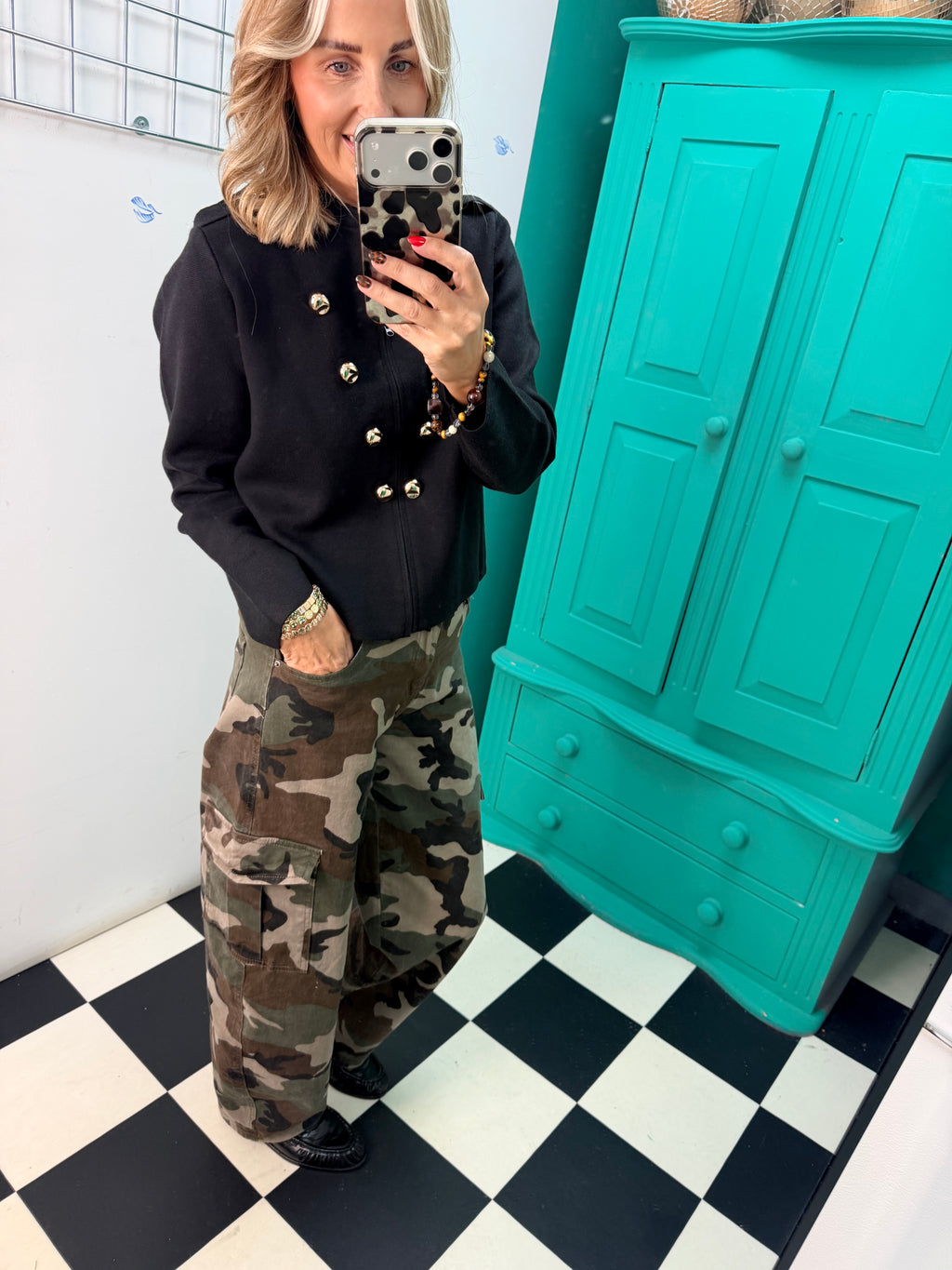 The Portia Military Style Cardigan Jacket Khaki (Copy)