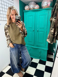 Off Duty Camo Raglan Top Khaki