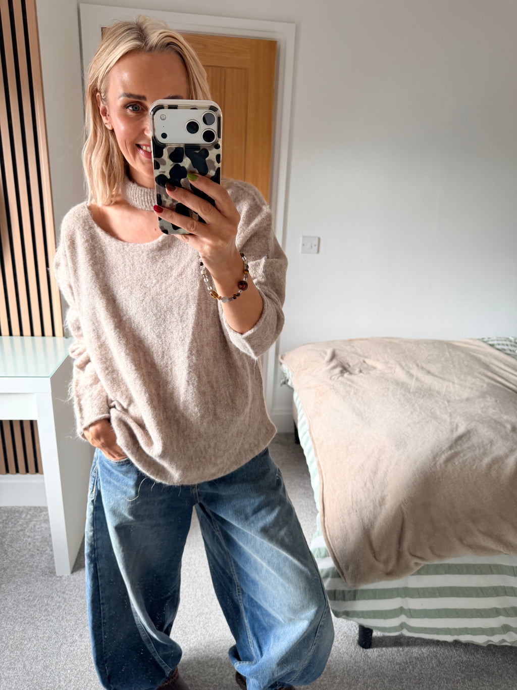 Slash Neck Jumper Oatmeal