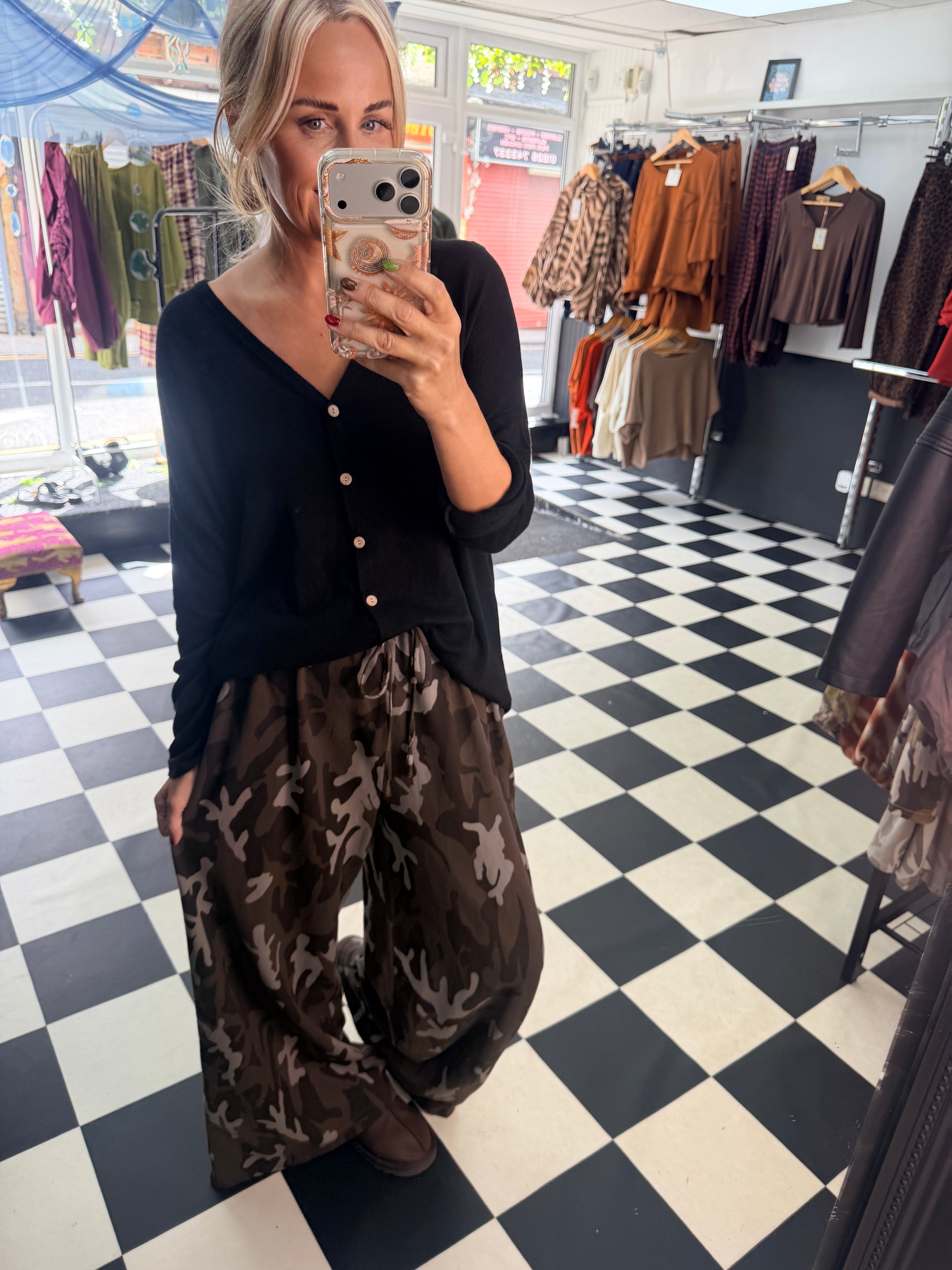 V Neck Cardigan Black