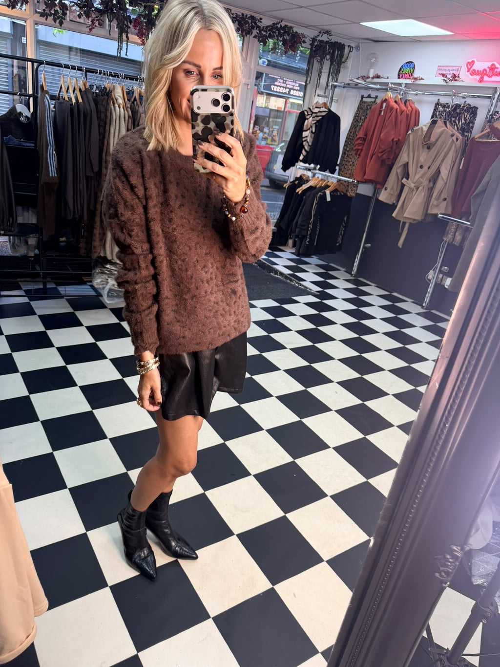 Amara animal print jumper Chocolate