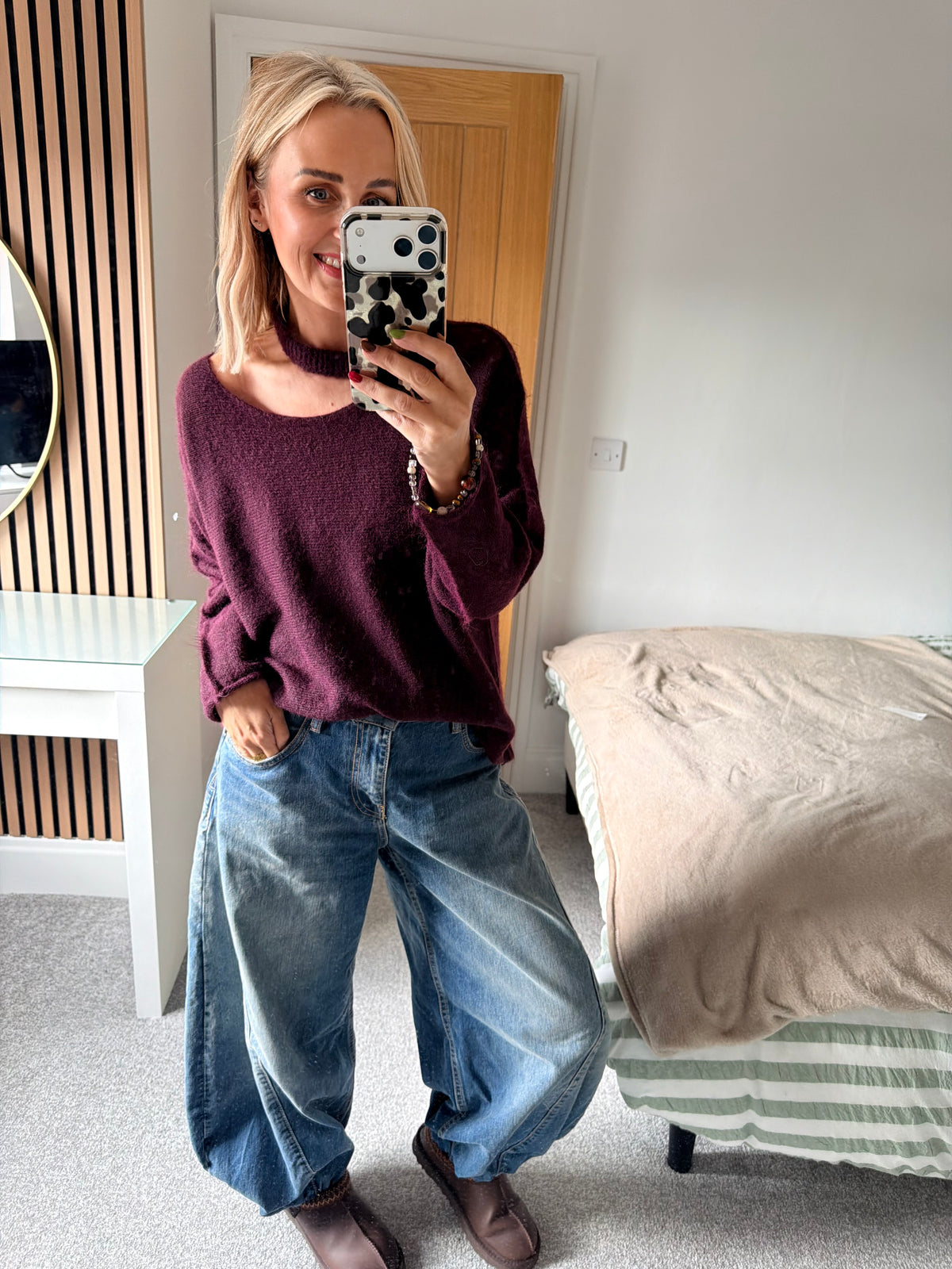 Slash Neck Jumper Plum