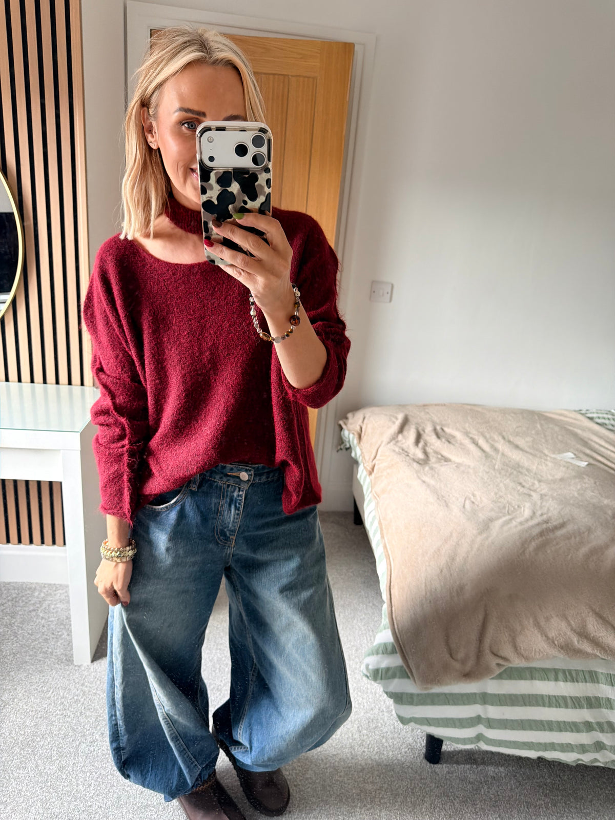 Slash Neck Jumper Wine