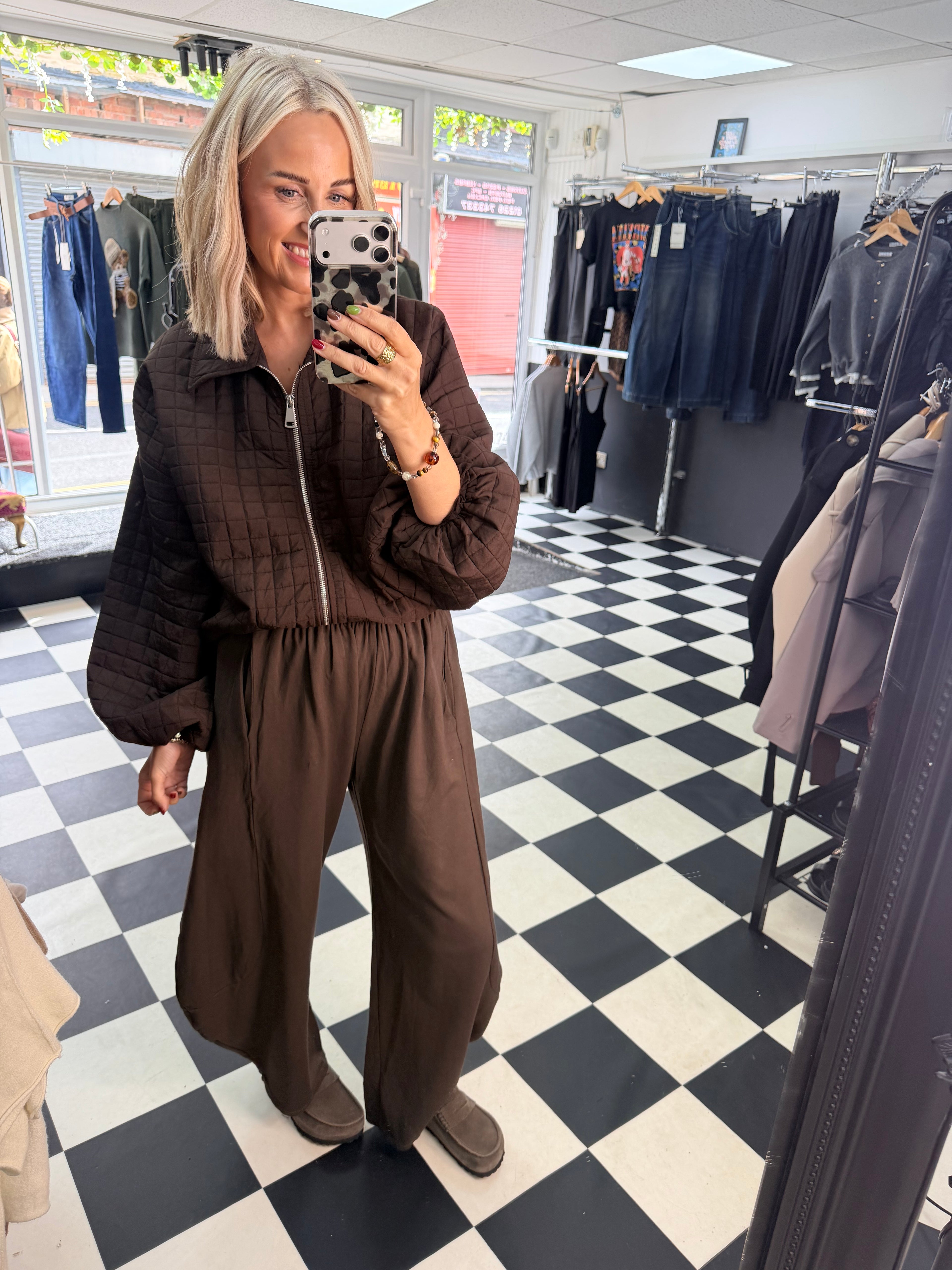 Quilted Bomber jacket - Chocolate