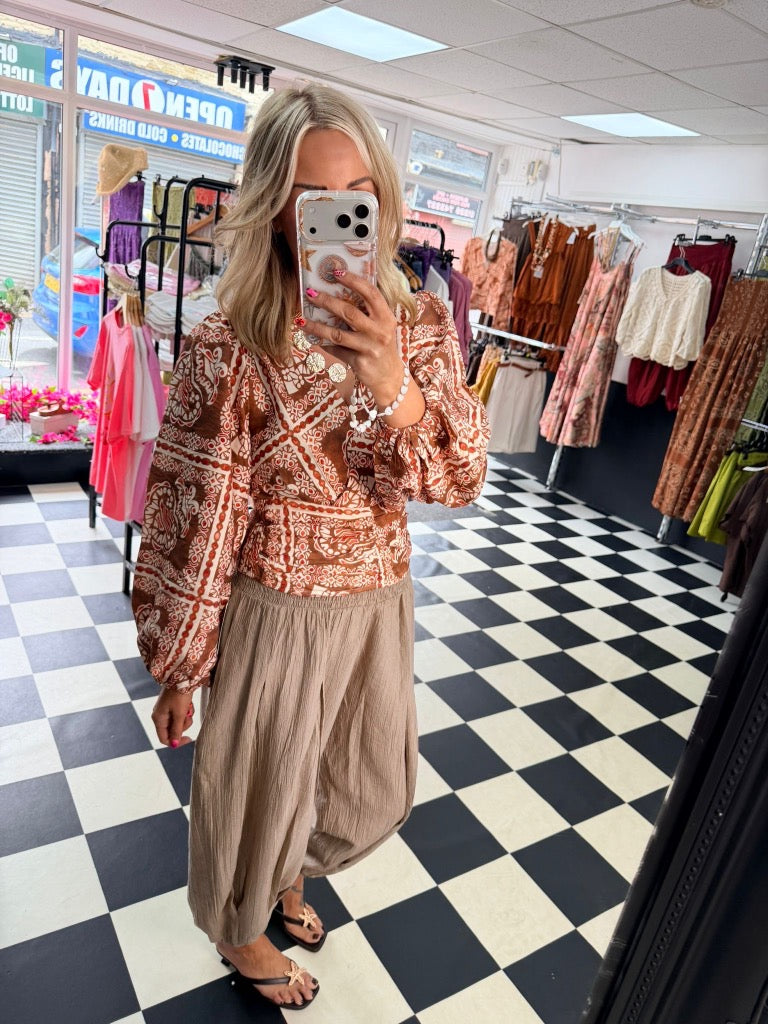 Sienna Cross Over Top Chocolate