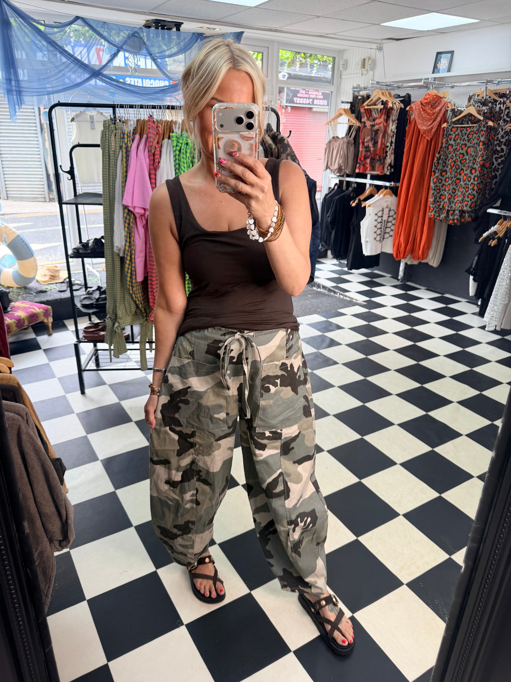 Camo Barrel leg trousers khaki