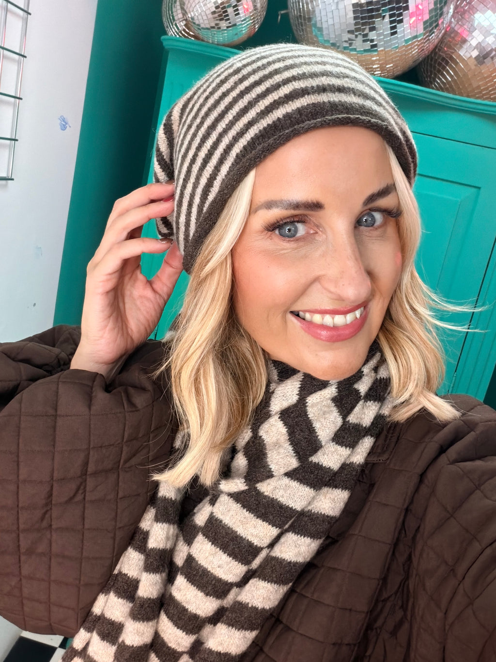 Stripe Hat Chocolate and Cream