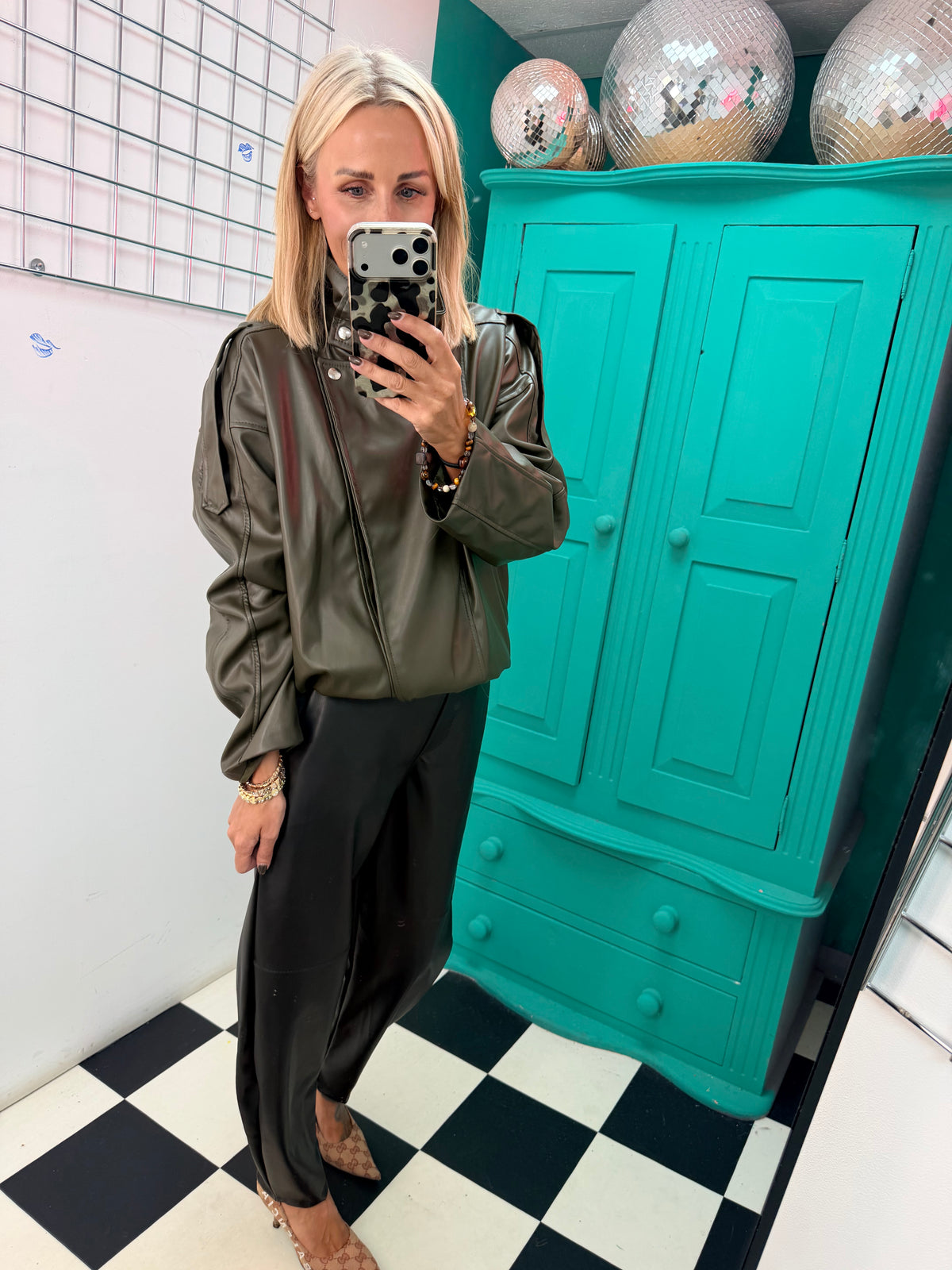 Pu Carrot Leg Trousers Black