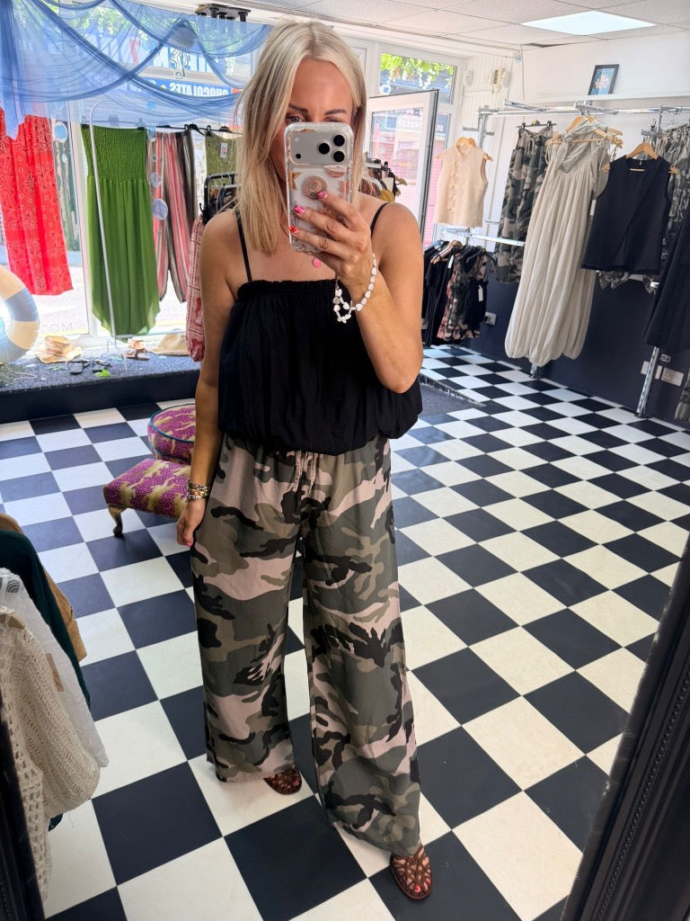 Bubble Hem Cami Black
