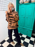 Turtle Neck Jumper Lightning Print Tan Special Buy