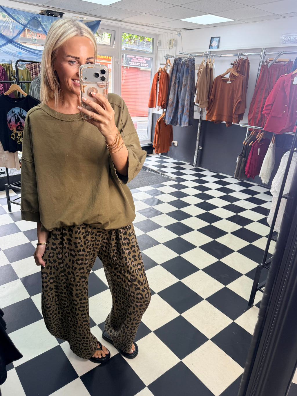 Crop Sleeved Slouchy Sweatshirt Green