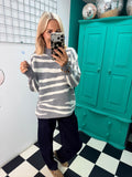 Turtle Neck Jumper Lightning Print Grey Special Buy
