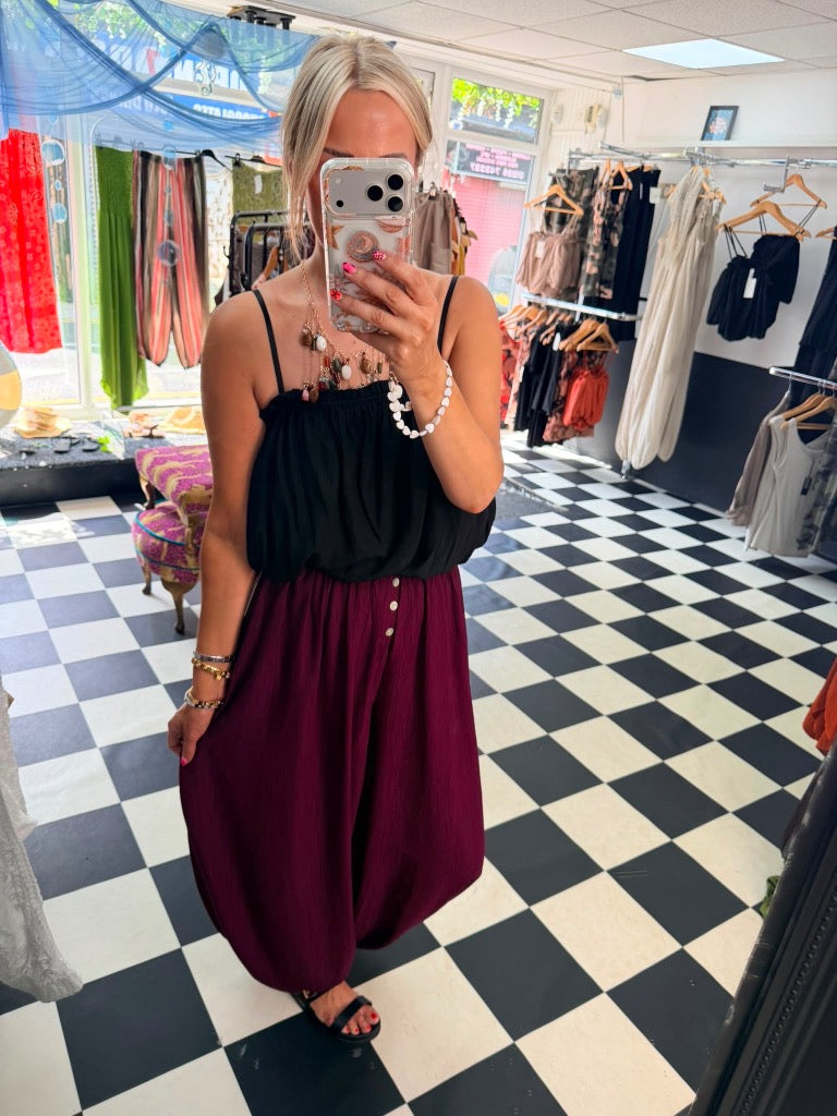 Button Balloon trouser - Plum