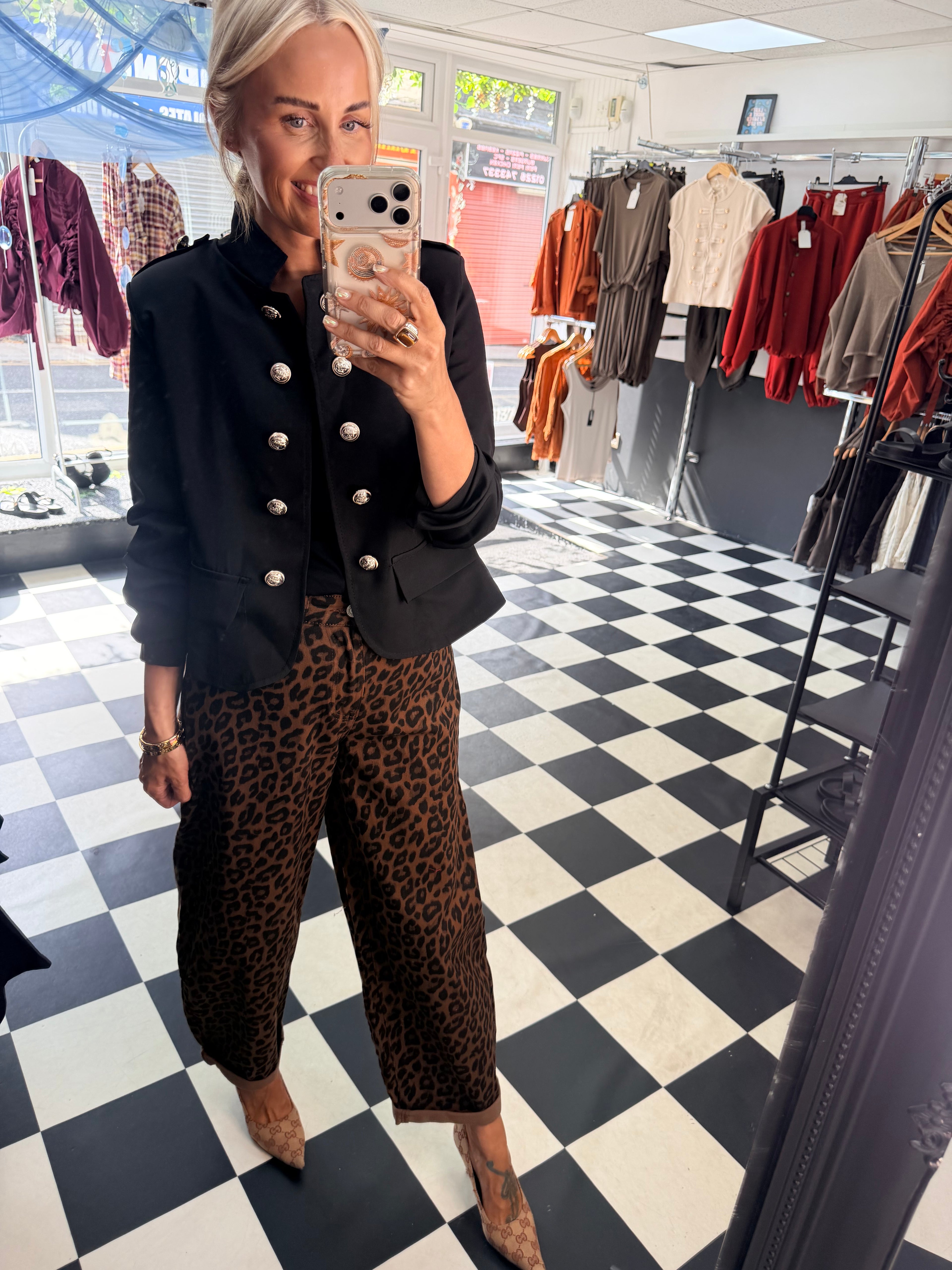Military Crop Blazer Black