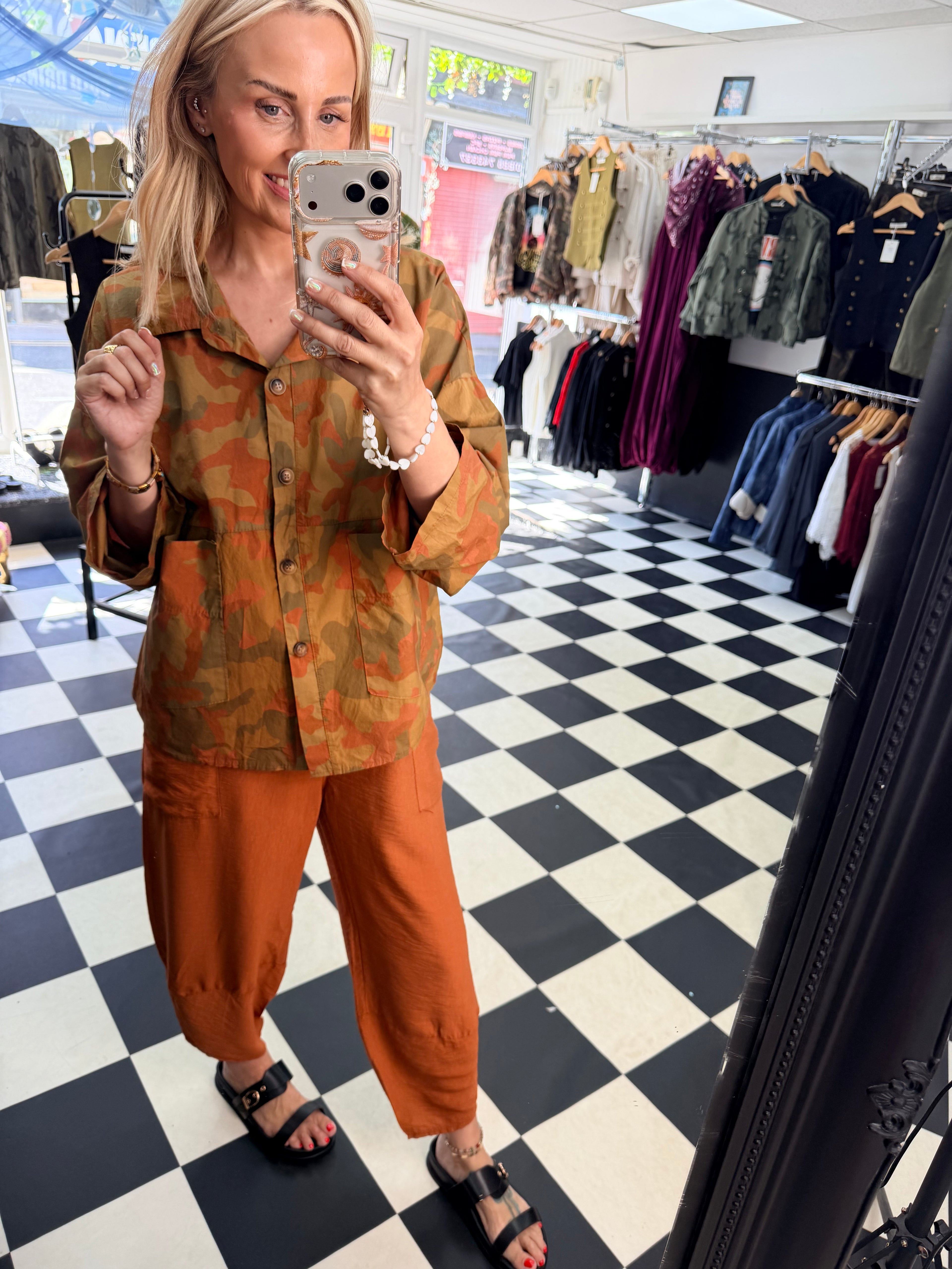 Camo Shacket Rust