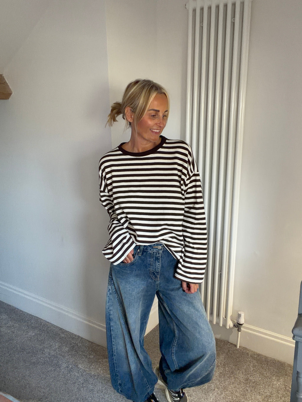 Weekend slouch stripe Chocolate and Cream Special Buy