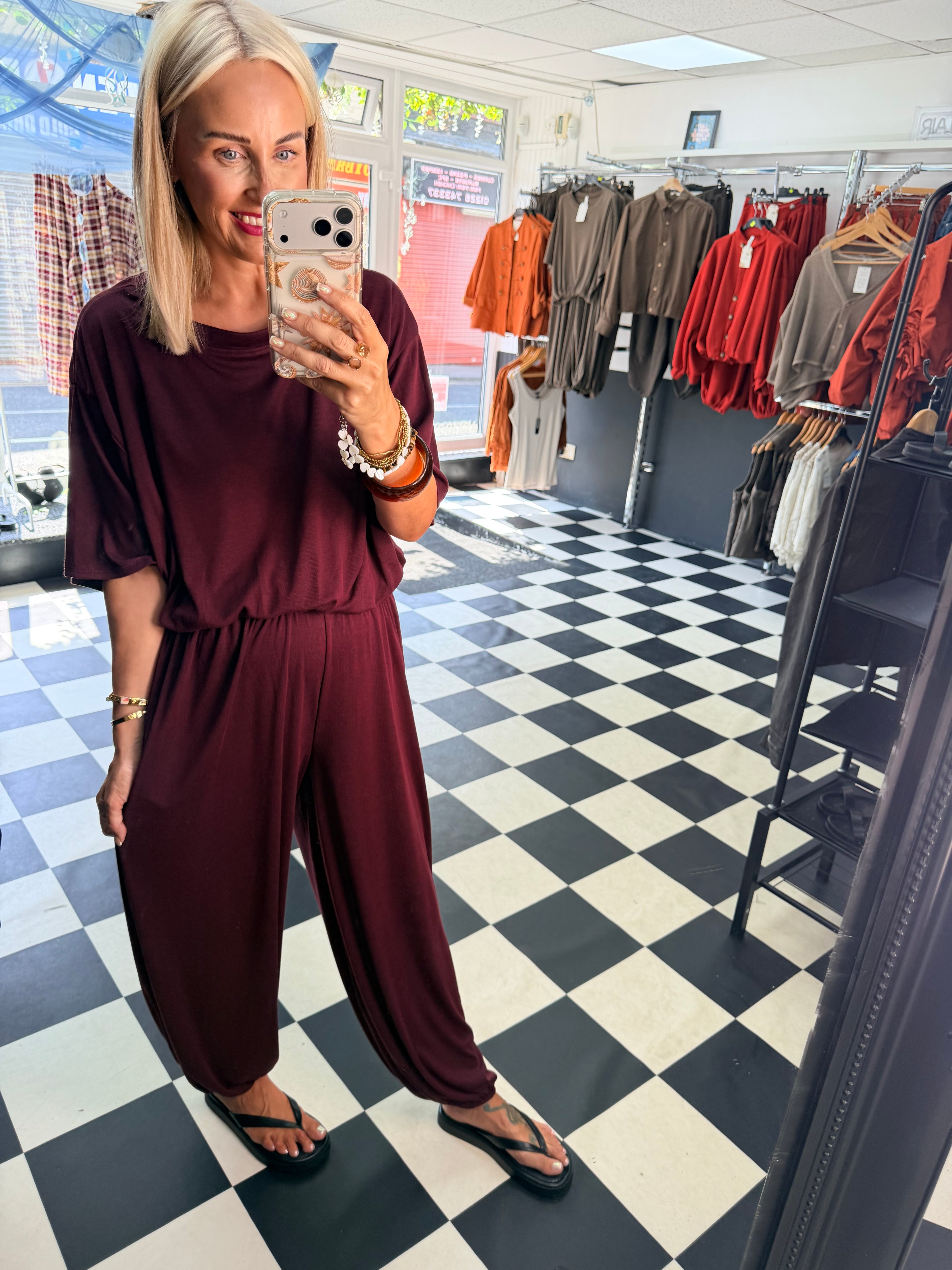 Weekend Slouch Co Ord Wine