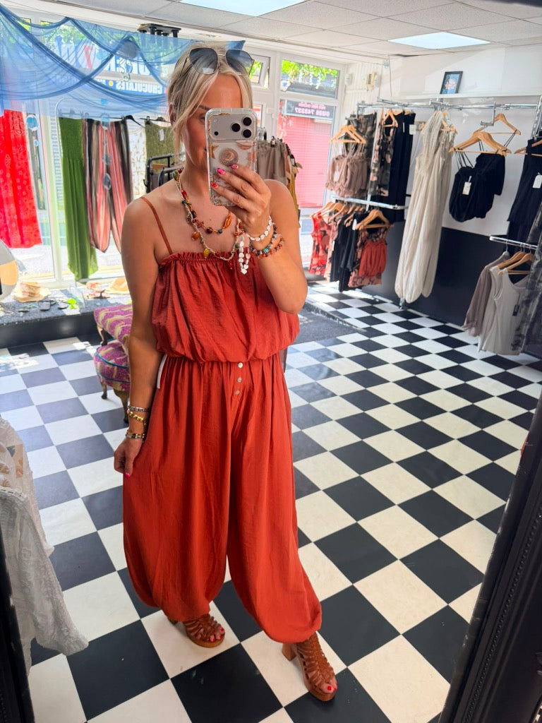 Balloon button Trousers - Rust