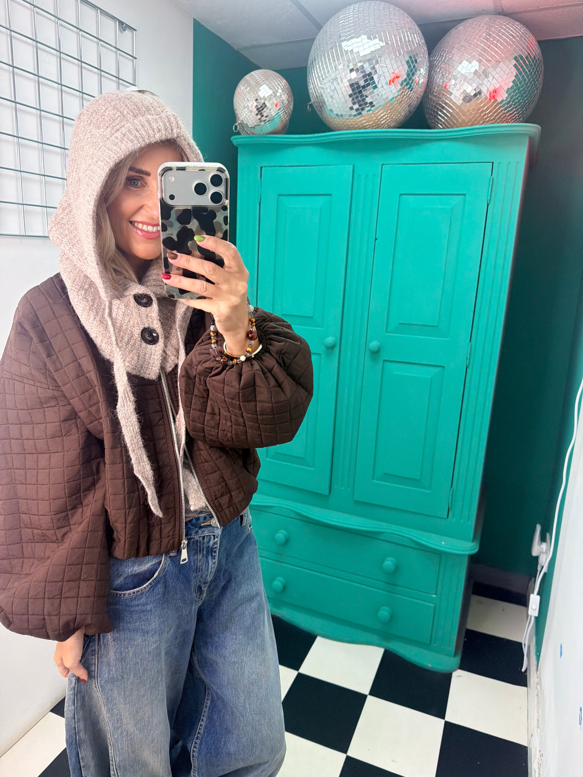 Button Snood Taupe