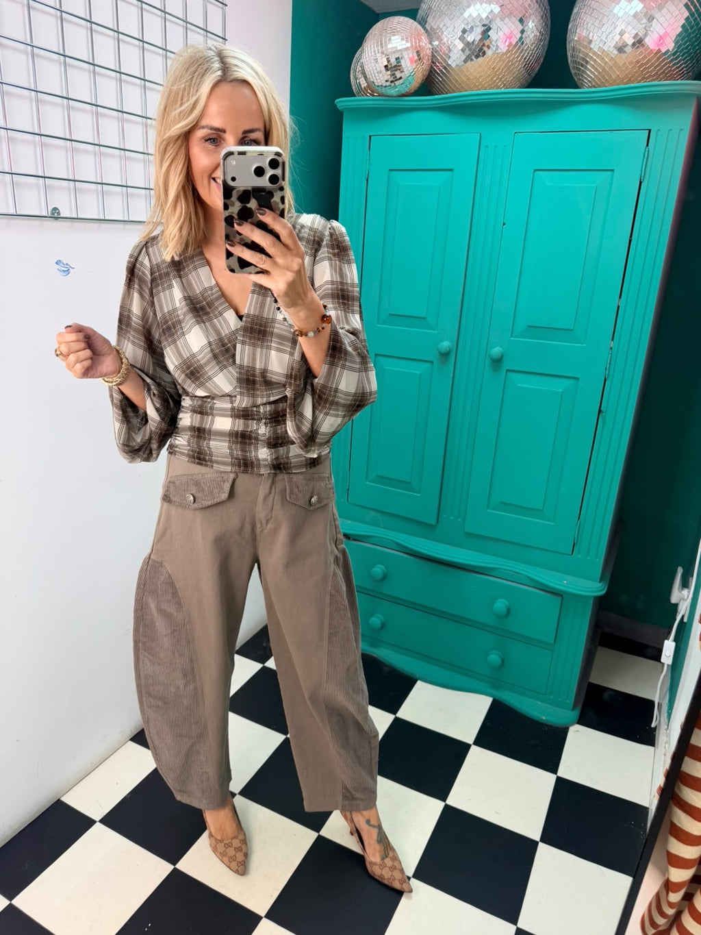 Aspen chunky check top - chocolate and cream