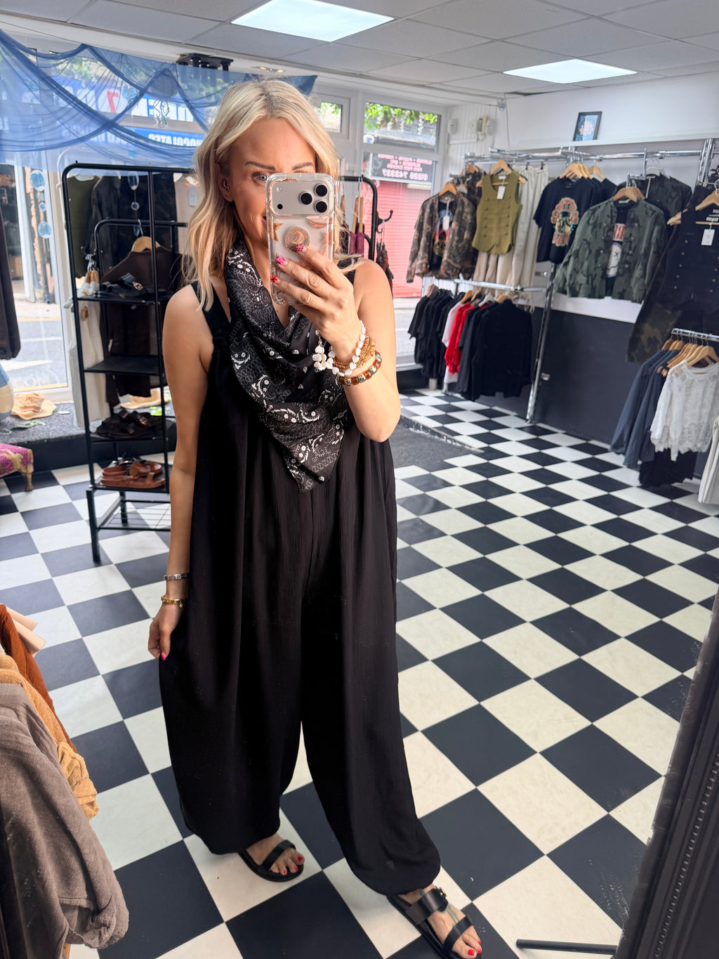 Bandana Scarf Jumpsuit black