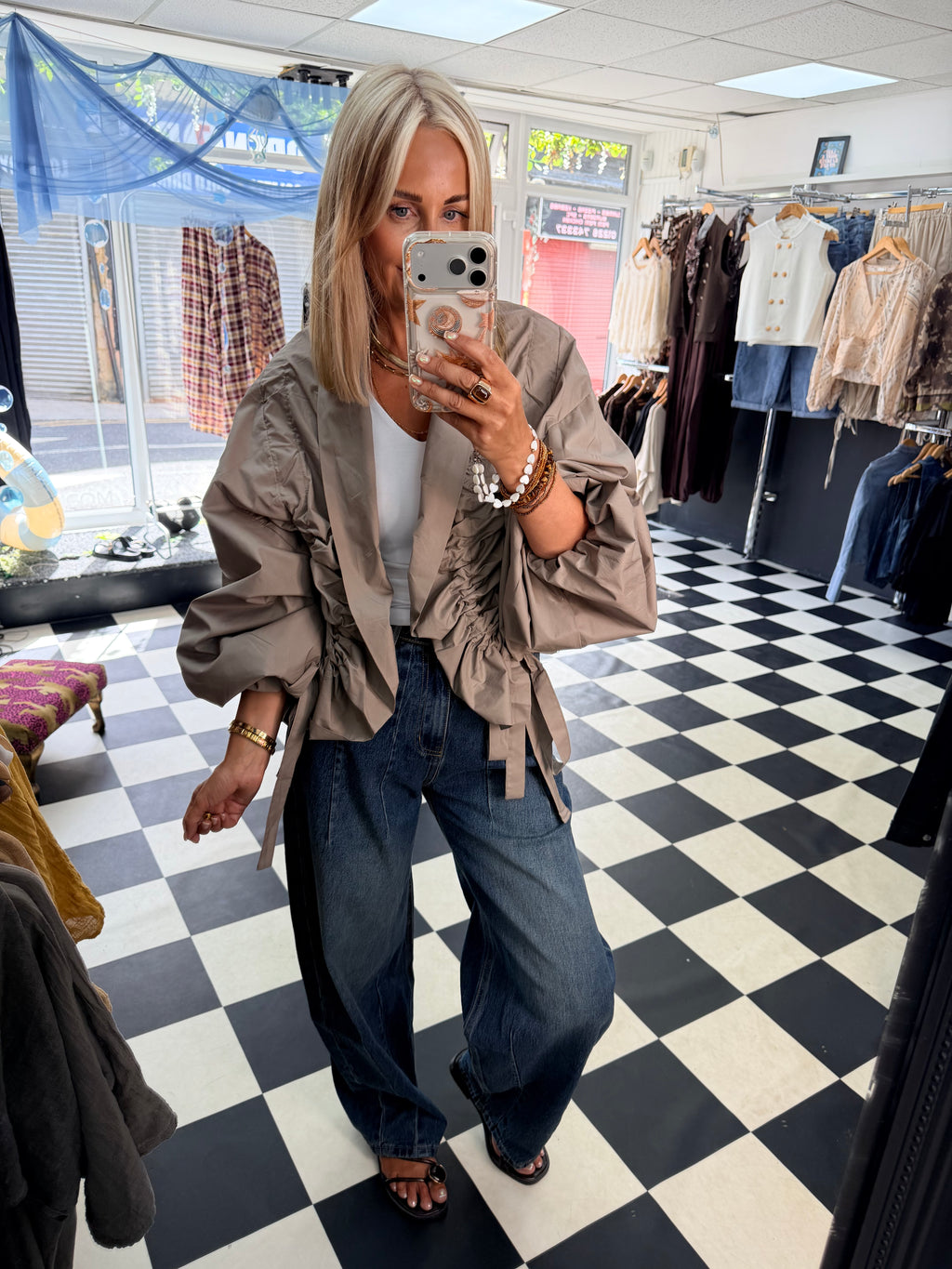 Ruffle Lightweight Jacket Taupe - Pre Order due in Friday next week approx