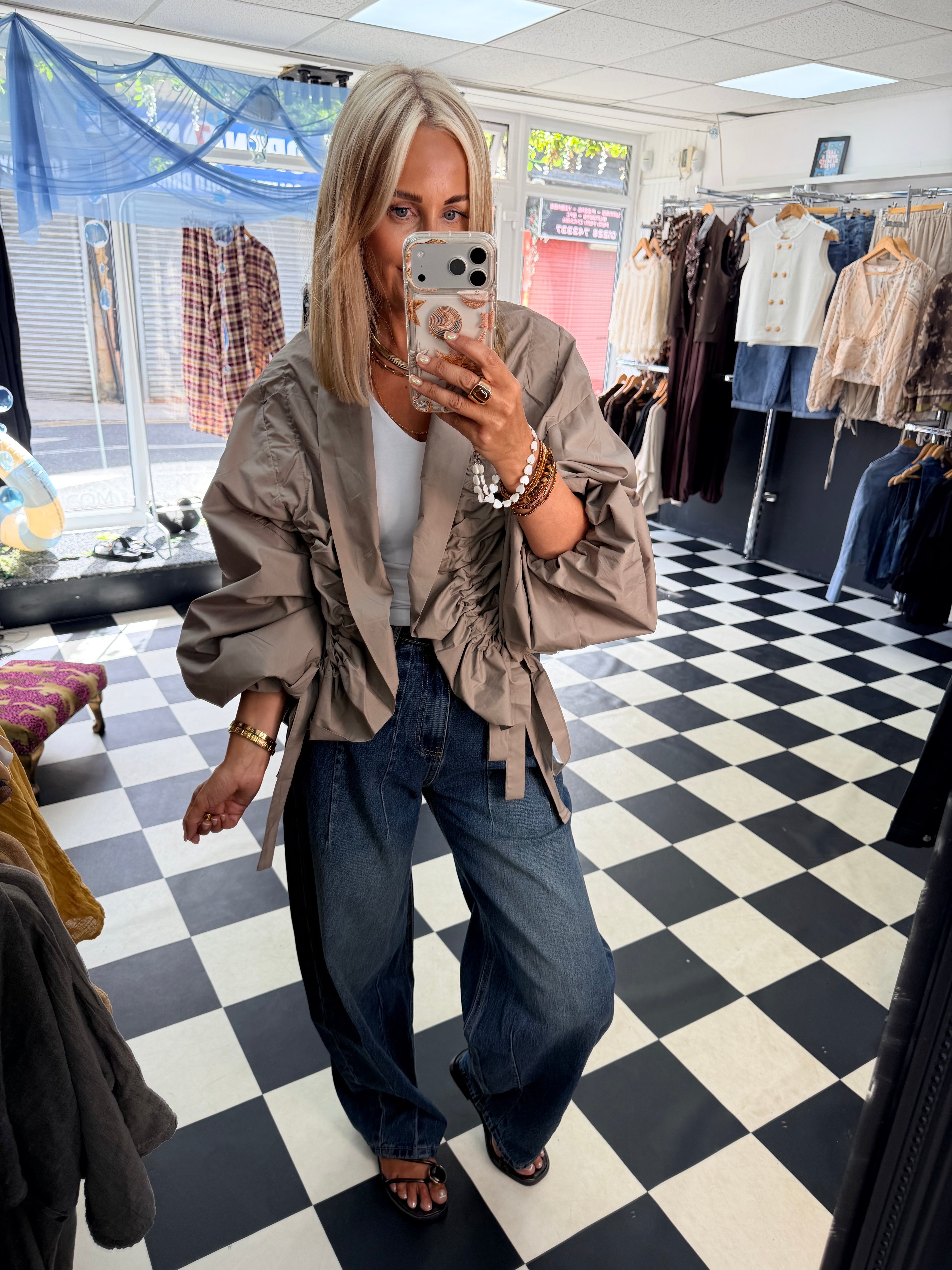 Ruffle Lightweight Jacket Taupe - Pre Order due in Friday next week approx