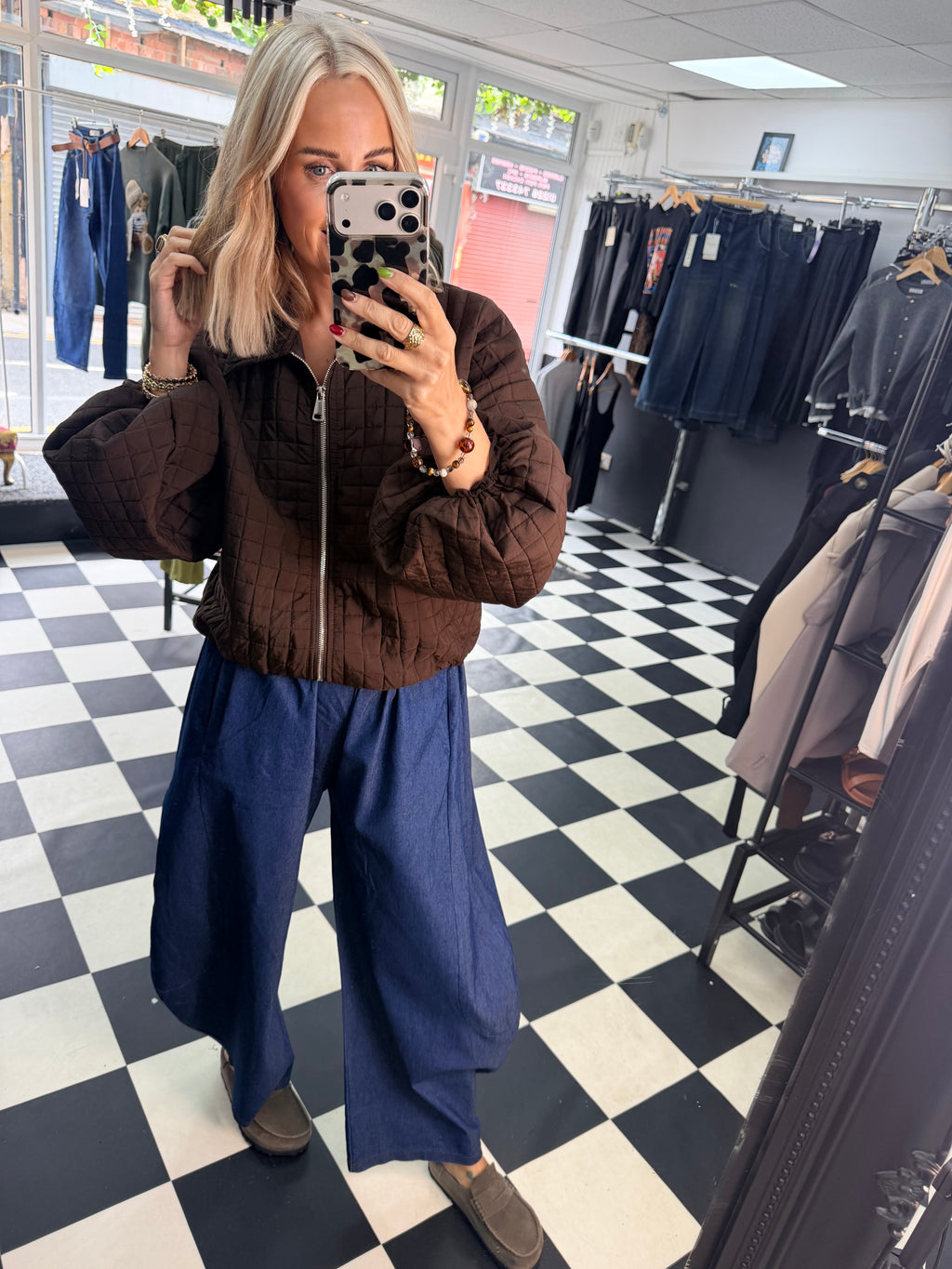 Quilted Bomber jacket - Chocolate