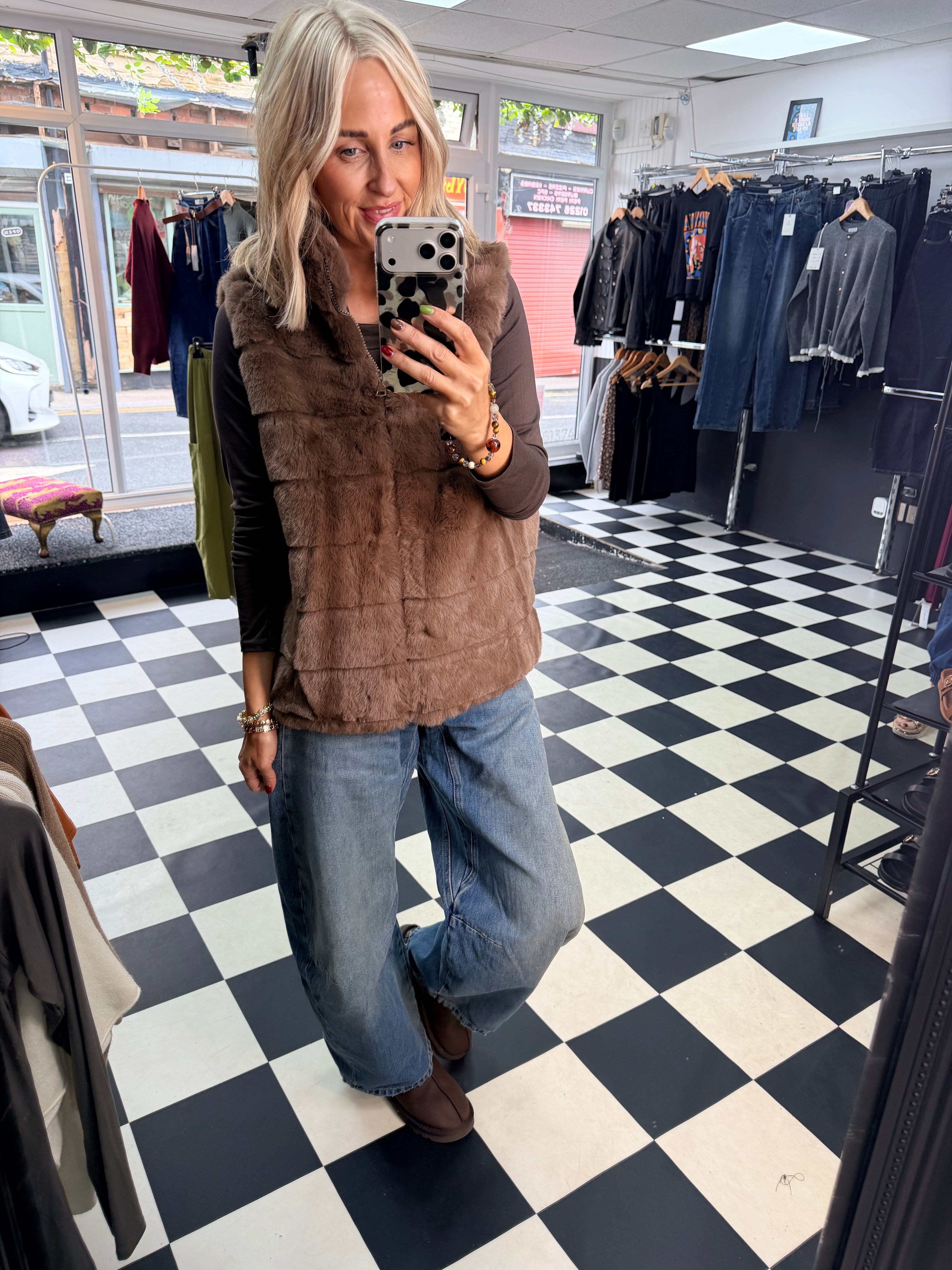 Faux Fur Gilet Milk Chocolate
