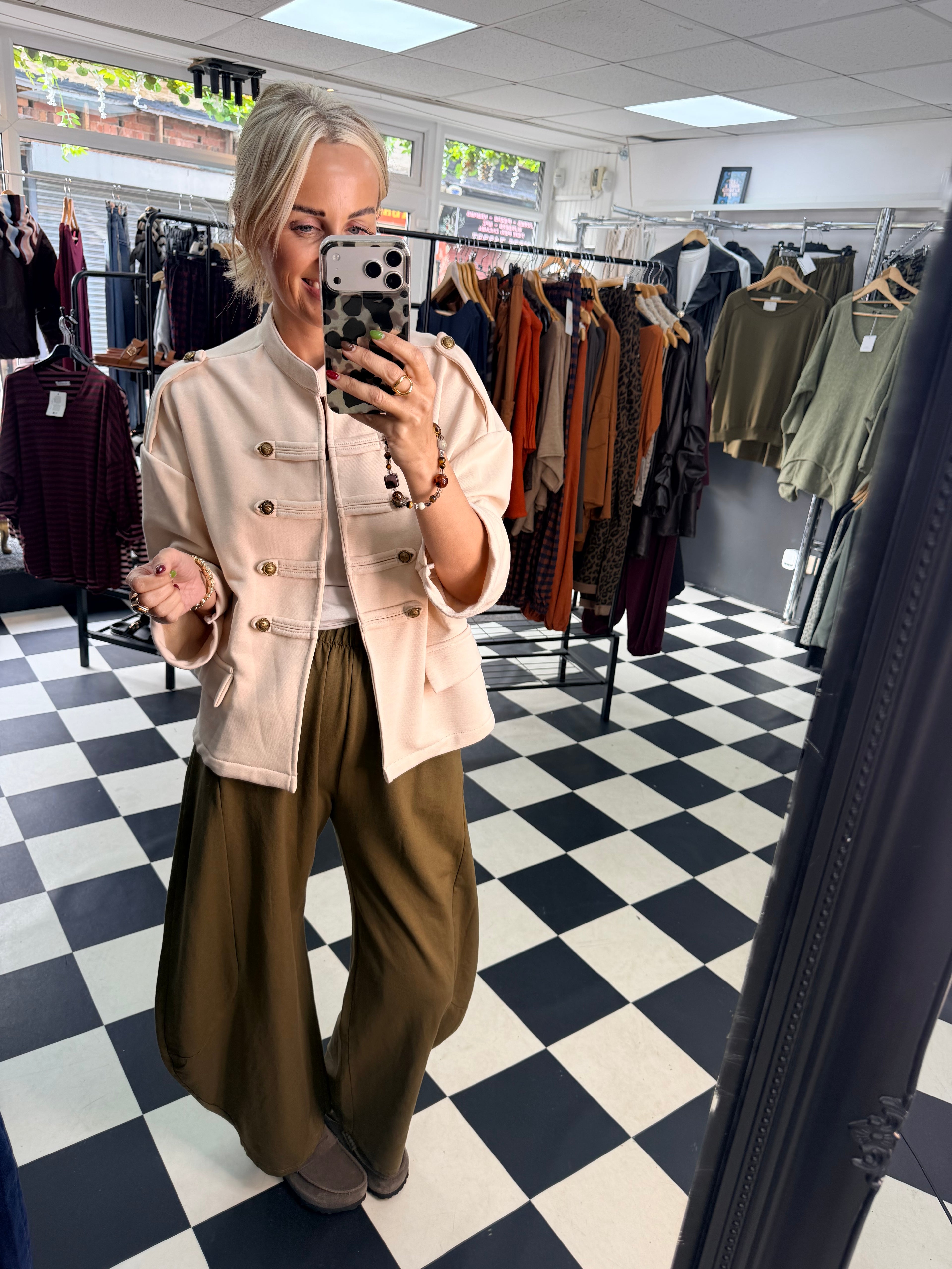 Zeta Otto Cream Jersey Military Jacket