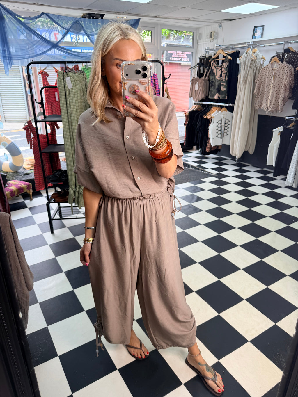 Beaded Co Ord Taupe